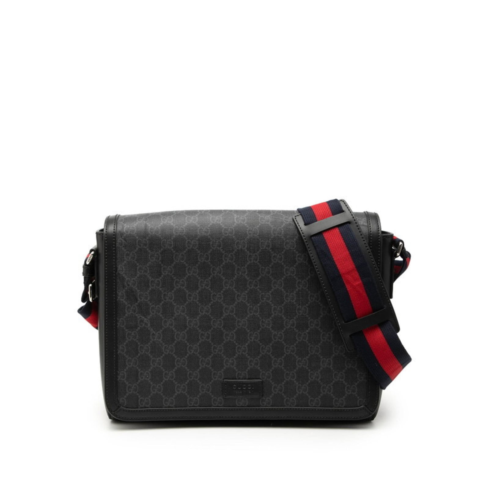 Supreme Gucci Gg Messenger Bag Shoulder: Supreme Gucci Gg Messenger Bag Shoulder The Supreme Gucci Gg Messenger Bag Shoulder boasts a sleek, all-black design with a subtle gray accent, making it a stylish and versatile accessory for
