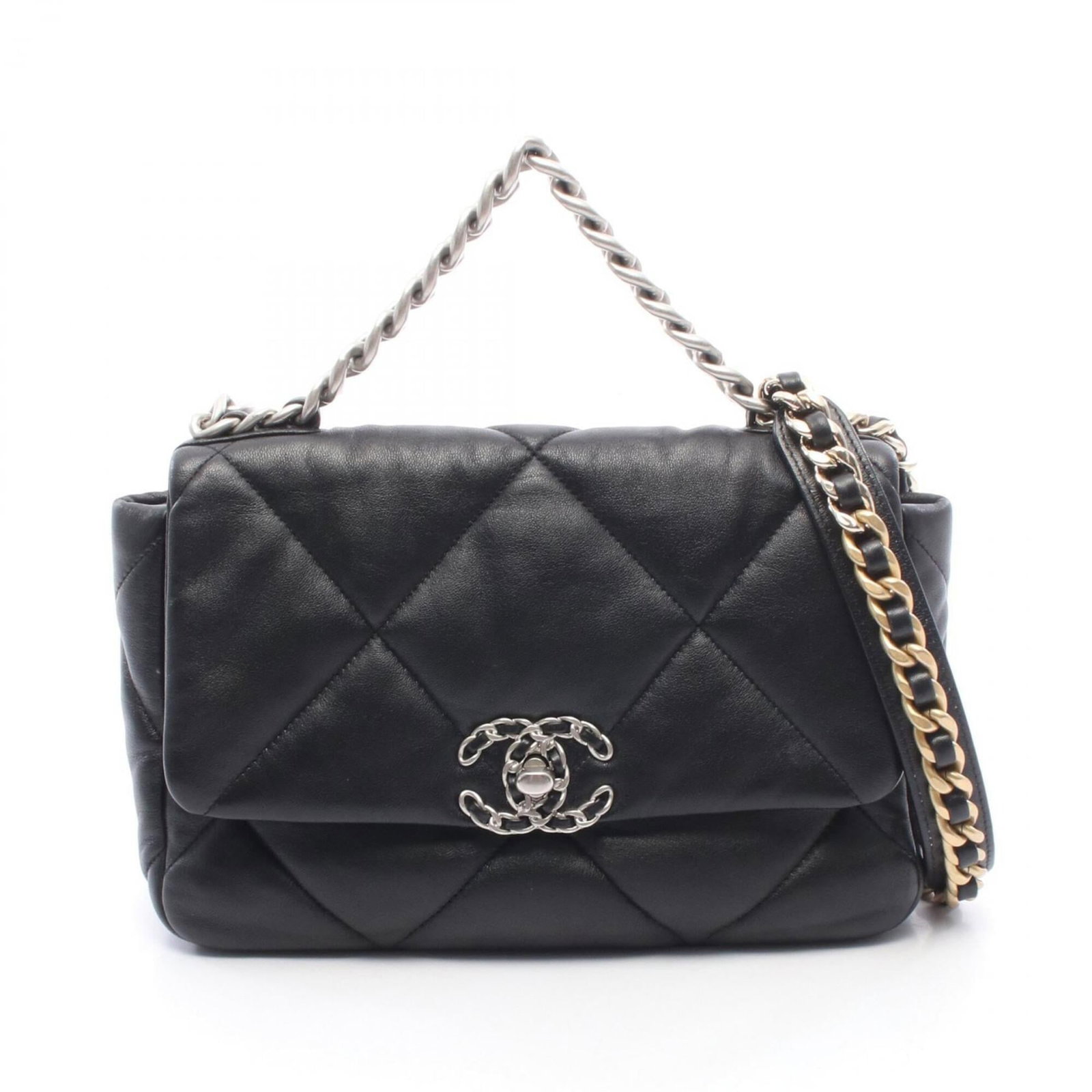 Shoulder Bag Leather Handbag Chanel: Shoulder Bag Leather Handbag Chanel This black leather shoulder bag from Chanel features a sleek 17cm x 25cm x 8cm design, perfect for everyday use. The bag's classic style and timeless design make it