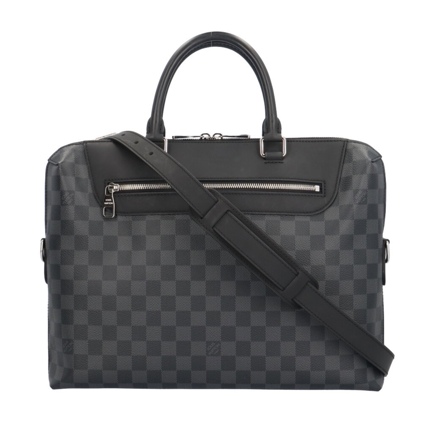 Damier Graphite Briefcase by Louis Vuitton: Damier Graphite Briefcase by Louis Vuitton Damier Graphite Briefcase by Louis Vuitton is a classic black and gray Damier patterned briefcase made from high-quality materials. Measuring 28cm x 38cm x 6