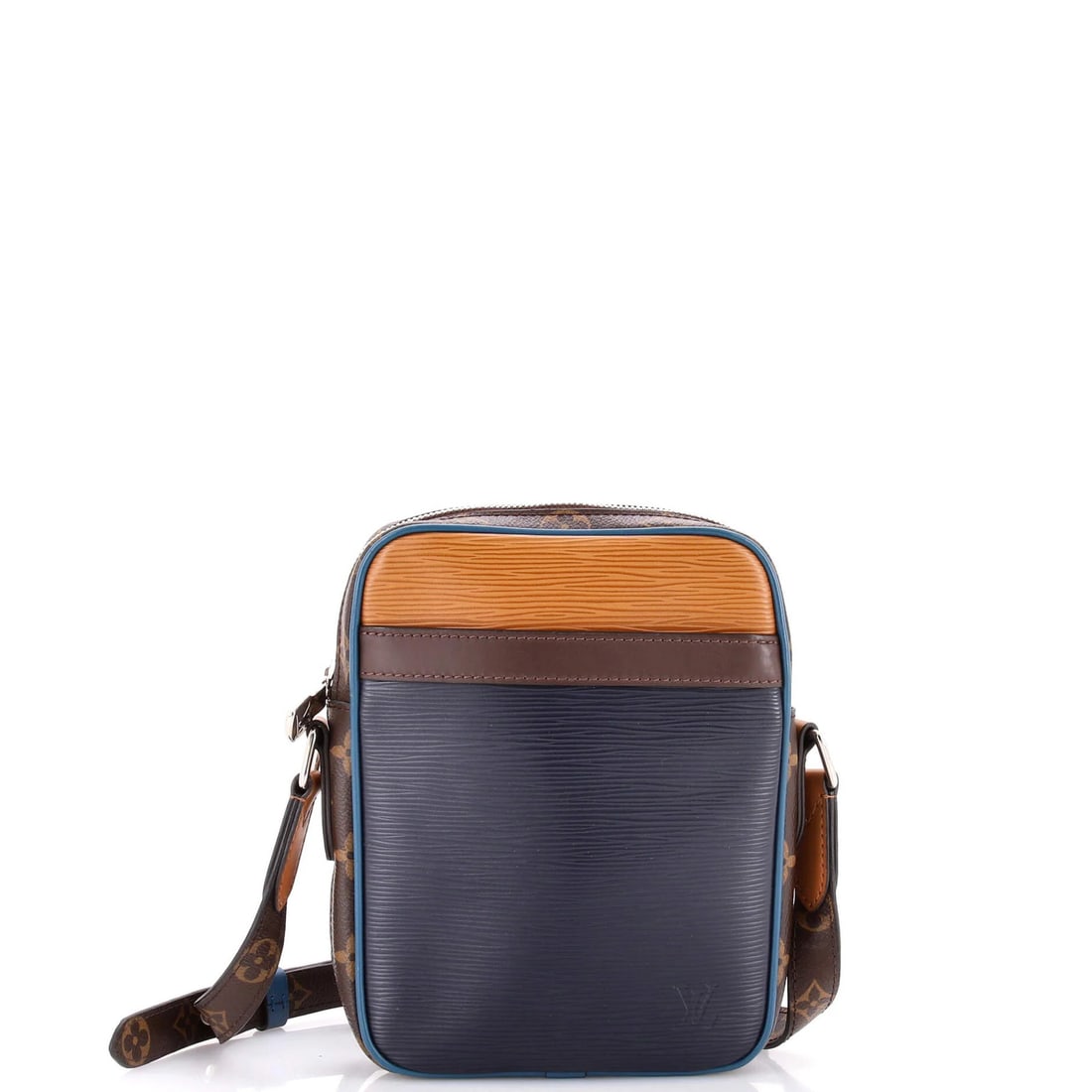 Handbag Epi Leather with Monogram Canvas Louis Vuitton Slim Danube: Handbag Epi Leather with Monogram Canvas Louis Vuitton Slim Danube Slim and stylish, this Louis Vuitton Danube cross body bag features Epi leather exterior and monogram canvas interior, with a sleek s