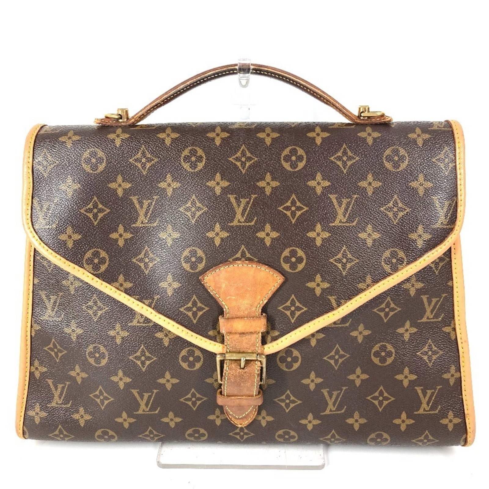 Handbag Louis Vuitton Monogram Briefcase: Handbag Louis Vuitton Monogram Briefcase Brown, Galle, Monogram Louis Vuitton Monogram Briefcase, 28cm x 40.5cm x 11cm, features the iconic Monogram pattern, a signature design element of the French l