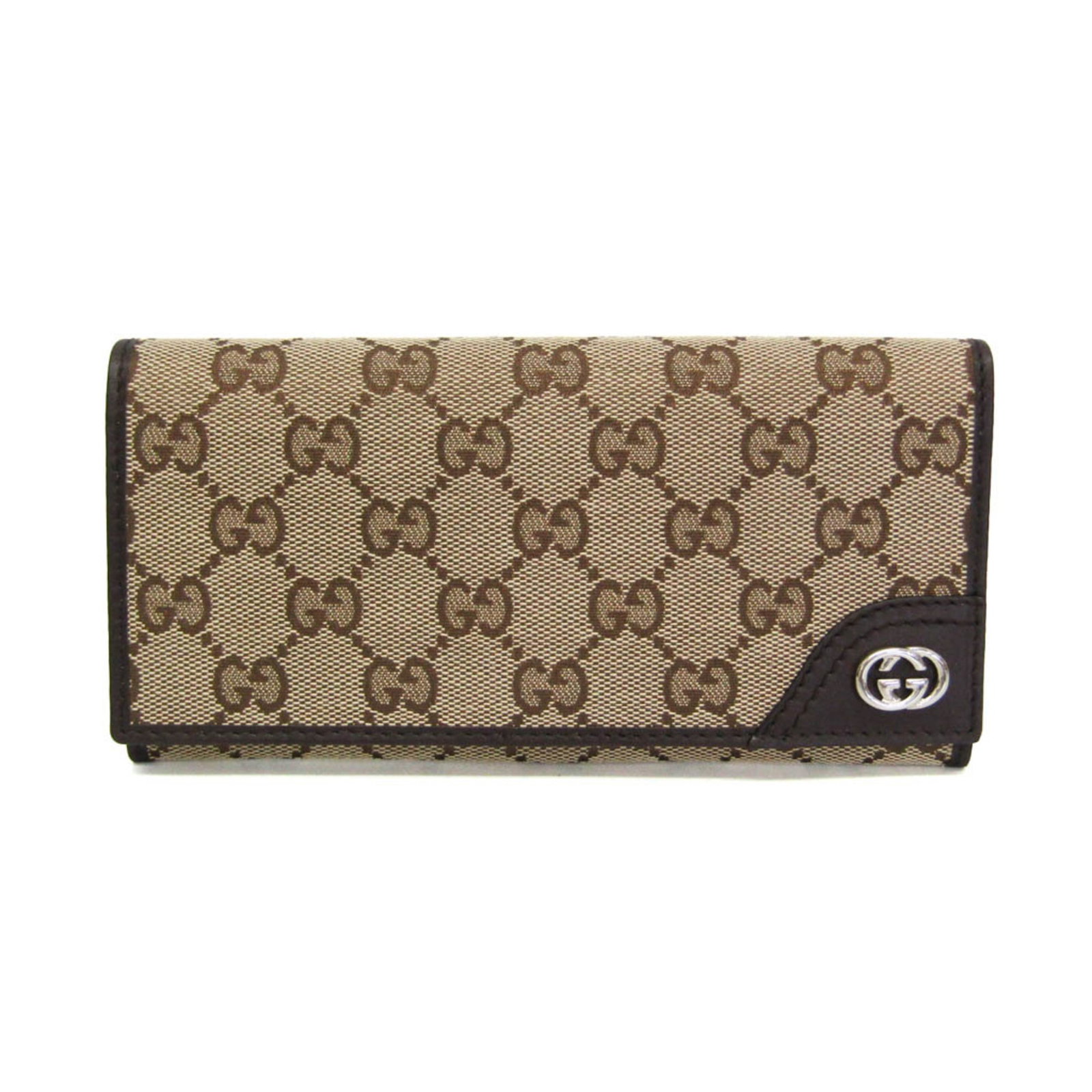 Canvas Leather Bi fold Long Wallet Gucci: Canvas Leather Bi fold Long Wallet Gucci Canvas Leather Bi Fold Long Wallet Gucci. Made from GG canvas and leather, this bi-fold long wallet features a classic design with a snap fastener closure and 