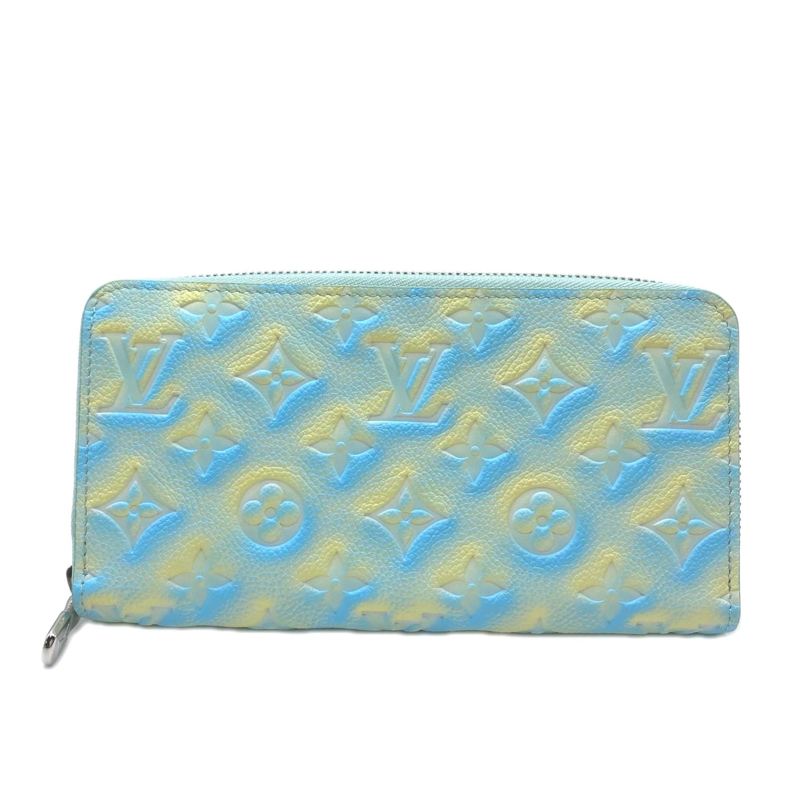Long Wallet Louis Vuitton Bi Fold: Long Wallet Louis Vuitton Bi Fold Blue or Yellow Long Wallet with Monogram Empreinte Design, 10.5cm x 19.5cm x 2.5cm, Zipper Closure, and Serial Number on Body for RFID Security. This Louis Vuitton