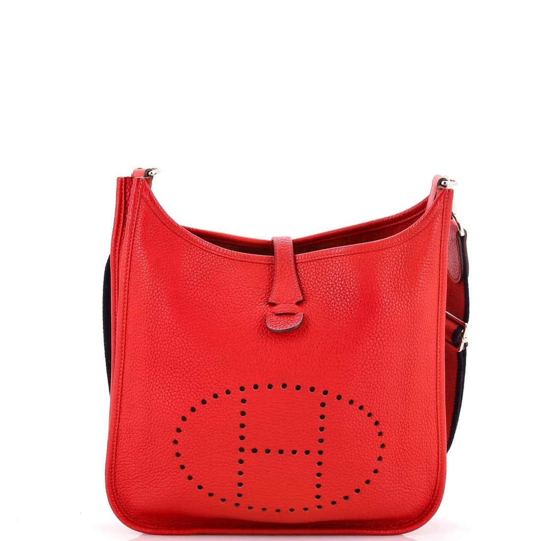 Evelyne Bag Gen III Clemence Hermes PM: Evelyne Bag Gen III Clemence Hermes PM The Evelyne Bag Gen III Clemence PM in red features a classic cross-body design with a Palladium hardware finish. Measuring 10.5" in height and 11.5" in width,
