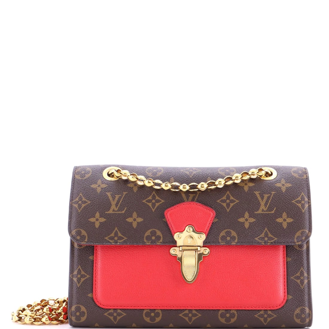 Canvas Leather Monogram Handbag Victoire Louis Vuitton: Canvas Leather Monogram Handbag Victoire Louis Vuitton Canvas Leather Monogram Handbag Victoire Louis Vuitton features a unique combination of leather and canvas, with a distinctive red exterior and