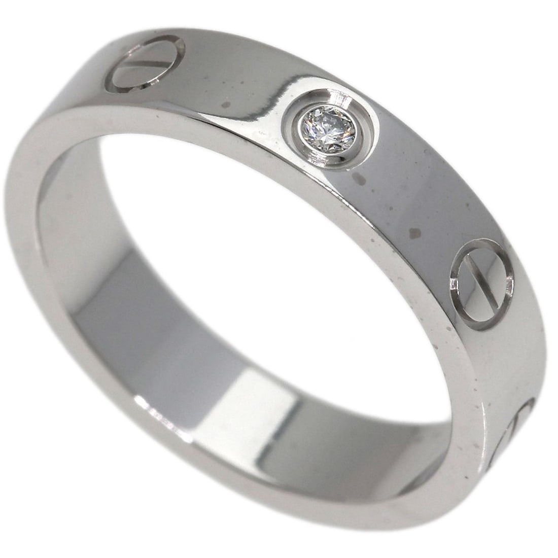Cartier Mini Love Ring 1P Diamond #49 Ring K18 White Gold: Cartier Mini Love Ring 1P Diamond #49 Ring K18 White Gold Cartier Mini Love Ring 1P Diamond #49 features a K18 White Gold setting, showcasing a diamond of Type #49. This ring is available in size 5(US