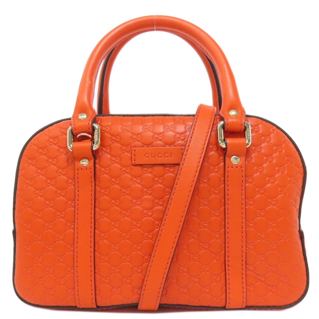 Calf Handbag 2Way Micro Guccissima 510289 Outlet Gucci: Calf Handbag 2Way Micro Guccissima 510289 Outlet Gucci Orange Calf Handbag with 2Way Micro Guccissima 510289 Details. This vibrant orange handbag features a 5.9 inch height, 3.9 inch depth, and 8.7 in
