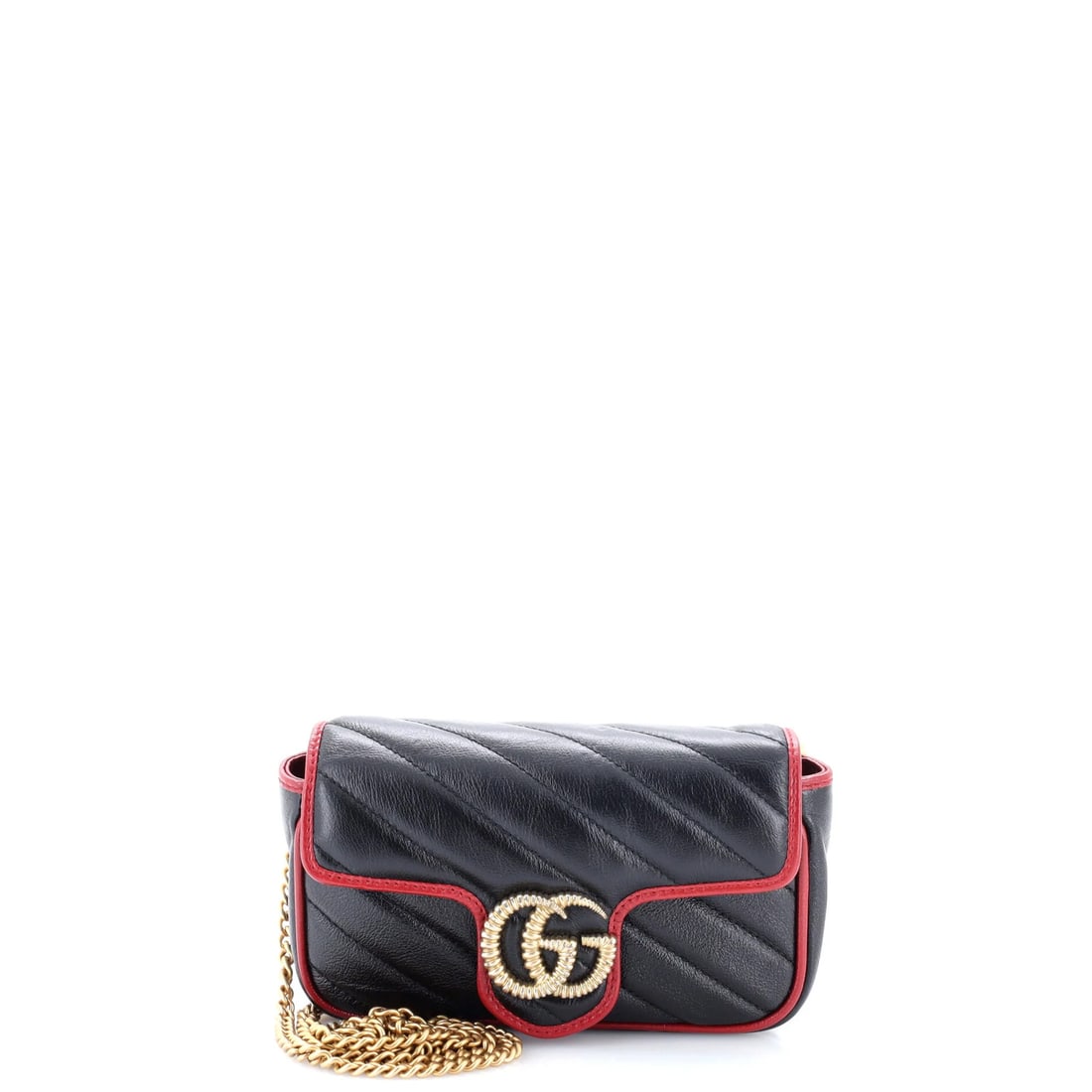 Gucci Flap Bag Quilted Leather Diagonal Super Mini Marmont: Gucci Flap Bag Quilted Leather Diagonal Super Mini Marmont The Gucci Flap Bag features a unique diagonal quilted leather design, a hallmark of the iconic GG Marmont style. This super mini cross body