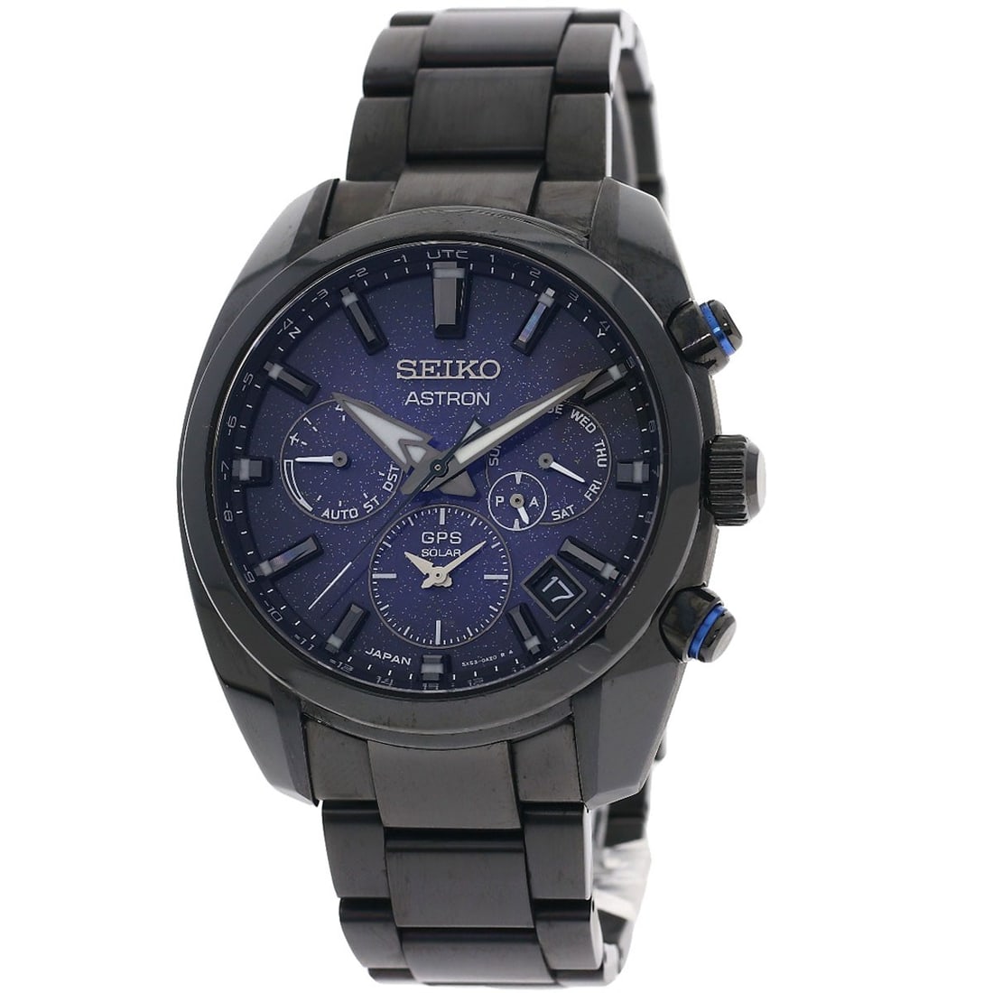 Seiko Astron Nebula Watches Sbxc077 5X53-0Bc0 Stainless Steel/ Stainless: Seiko Astron Nebula Watches Sbxc077 5X53-0Bc0 Stainless Steel/ Stainless Stainless steel case and bezel, black exterior, and blue dial create a sleek and modern look. Powered by Seiko's GPSSolar