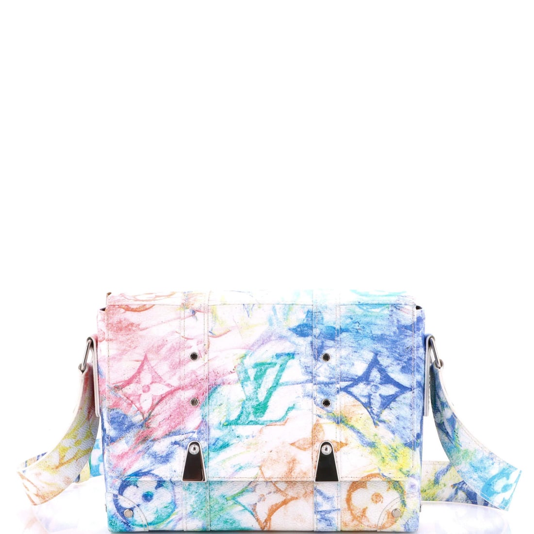 Louis Vuitton Trunk Messenger Bag Limited Edition Monogram Pastel Multicolor: Louis Vuitton Trunk Messenger Bag Limited Edition Monogram Pastel Multicolor Canvas Coated Louis Vuitton Trunk Messenger Bag in a stunning multicolor Monogram Pastel design, featuring a classic cross 