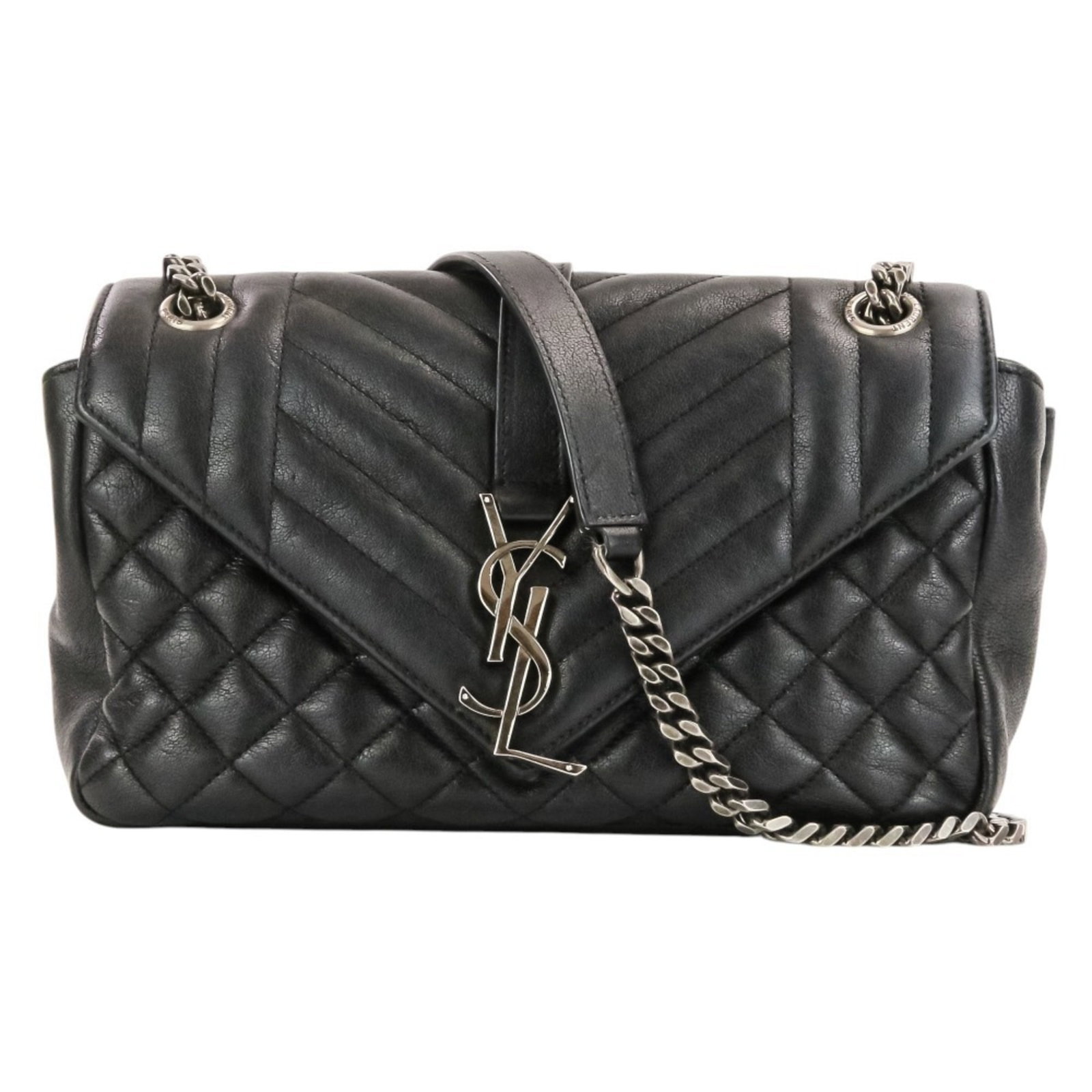 Saint Laurent Yves Leather Shoulder Bag: Saint Laurent Yves Leather Shoulder Bag The Saint Laurent Yves Leather Shoulder Bag is a sleek and sophisticated accessory, boasting a classic black leather design with clean lines and a timeless
