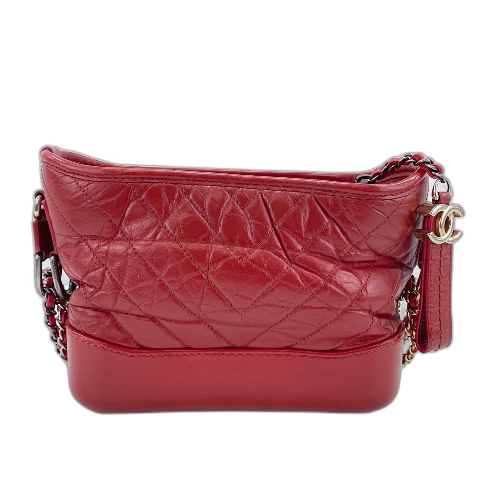 Shoulder Bag by Chanel: Shoulder Bag by Chanel The Chanel shoulder bag boasts a sleek, clear design with a striking red accent, measuring 14cm x 19cm x 8cm. Its compact size and clear color make it a stylish and versatile