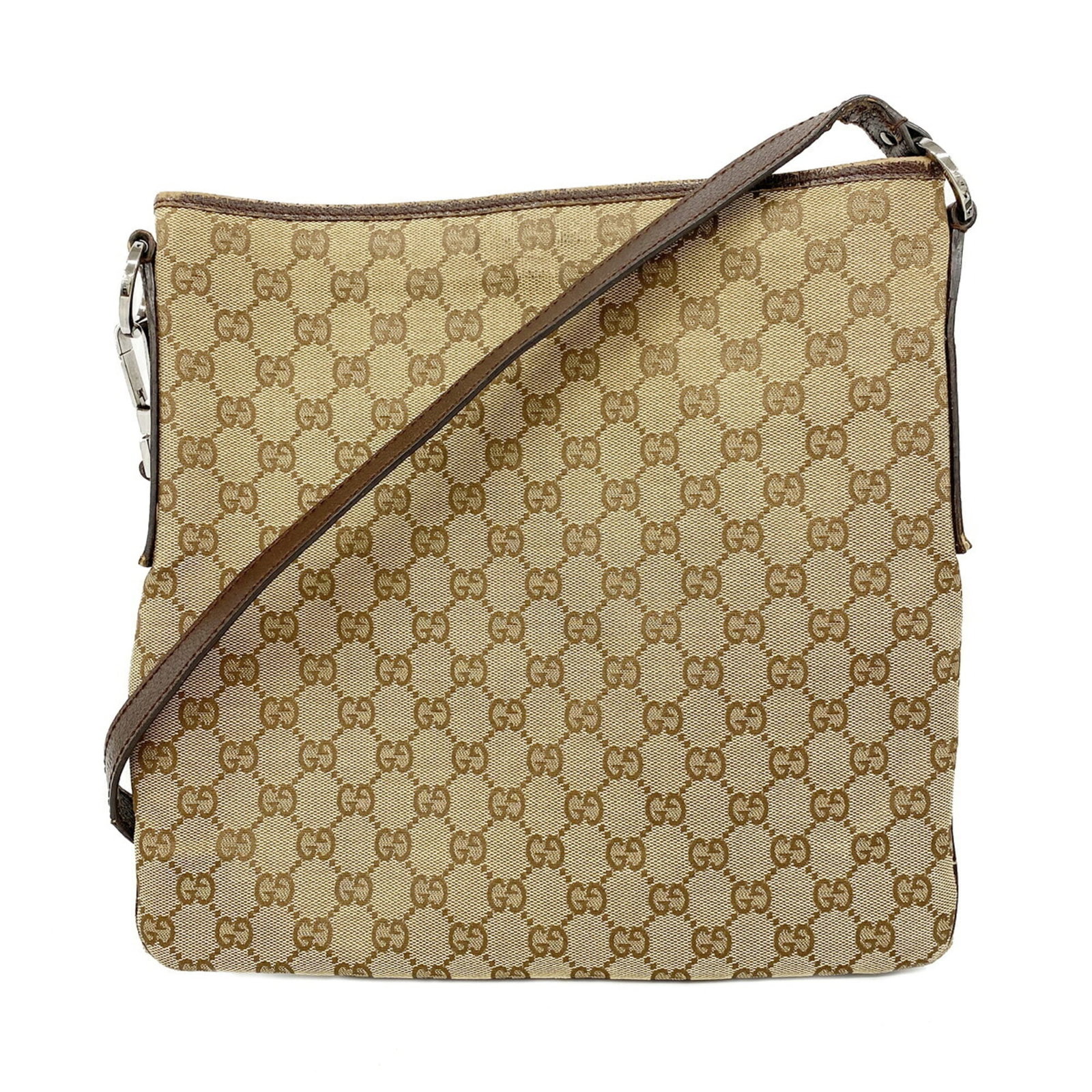 Shoulder Bag Canvas: Shoulder Bag Canvas Canvas shoulder bag with a classic beige color and silver hardware, featuring a timeless design that exudes understated elegance. Measuring 29.5cm x 31cm x 1.5cm, this bag is a