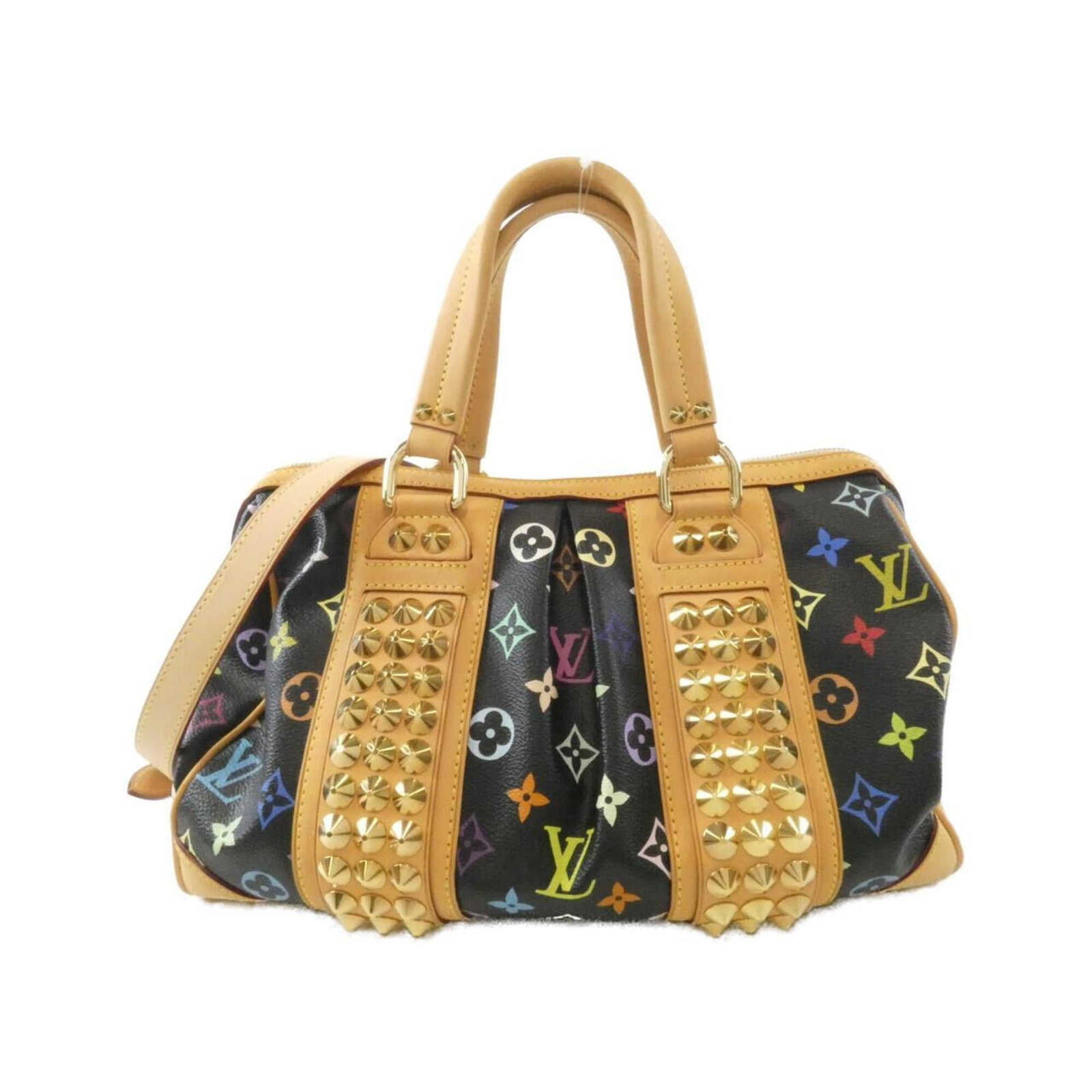 Louis Vuitton Handbag Coated Canvas: Louis Vuitton Handbag Coated Canvas Coated canvas construction provides a durable and stylish finish. This Louis Vuitton handbag features a sleek black and multi-color design, measuring 21cm x 33cm x