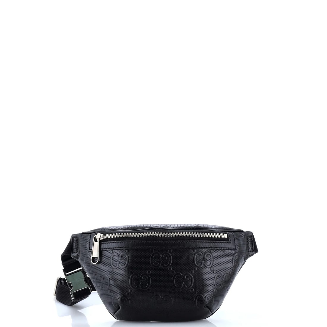 GG Gucci Small Embossed Perforated Leather Belt Bag: GG Gucci Small Embossed Perforated Leather Belt Bag Small GG Gucci Embossed Perforated Leather Belt Bag in Black. This GG Gucci belt bag features a small size, exterior made of embossed perforated lea