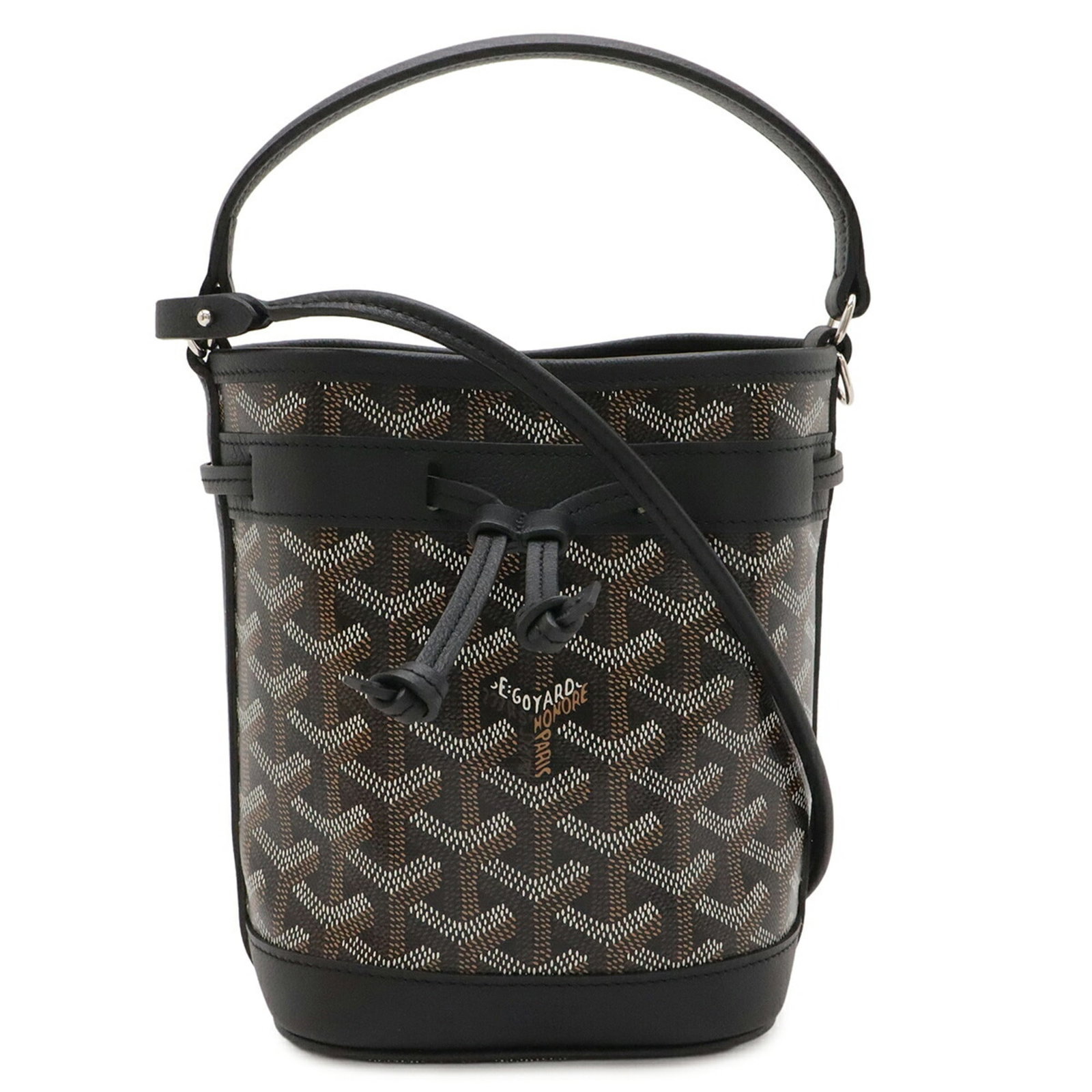 Handbag Canvas Coated Goyard Shoulder Bag: Handbag Canvas Coated Goyard Shoulder Bag Black, Brown, or White Goyard Canvas Shoulder Bag with Coated Canvas Material, Measuring 17cm x 12.5cm x 10cm. This shoulder bag features Goyard's signature