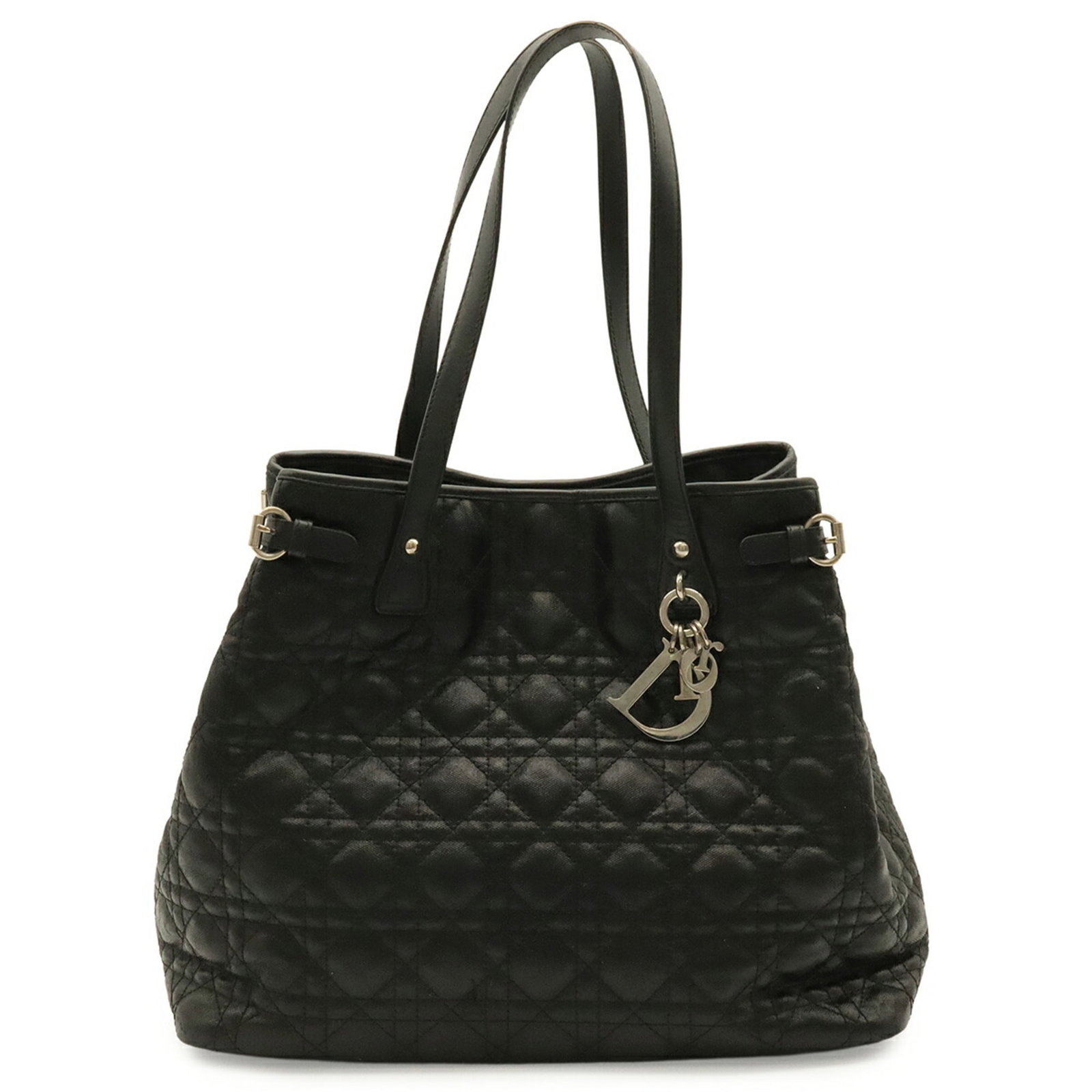 Dior Shoulder Bag Canvas Coated Tote: Dior Shoulder Bag Canvas Coated Tote Black canvas coated Dior shoulder bag with a classic tote design, measuring 28.5cm x 34.5cm x 16.5cm. This structured tote features a coated canvas material and a