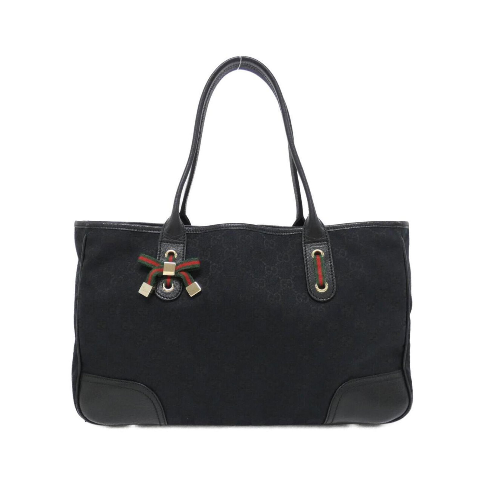 Gucci Canvas Handbag: Gucci Canvas Handbag Gucci Canvas Handbag in Black. This iconic handbag features the signature GG canvas material, with a sleek black color and a compact size of 22cm x 37cm x 10cm. Perfect for