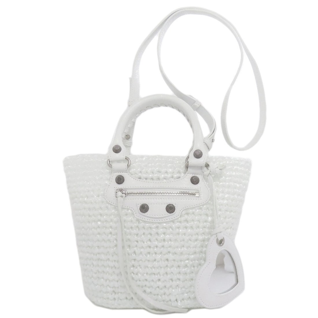 Balenciaga 786187 Le Cagoule Pannier 2Way Handbag Polypropylene: Balenciaga 786187 Le Cagoule Pannier 2Way Handbag Polypropylene White Balenciaga Le Cagoule Pannier 2Way Handbag made from polypropylene. This handbag features a striking white exterior and a unique 2