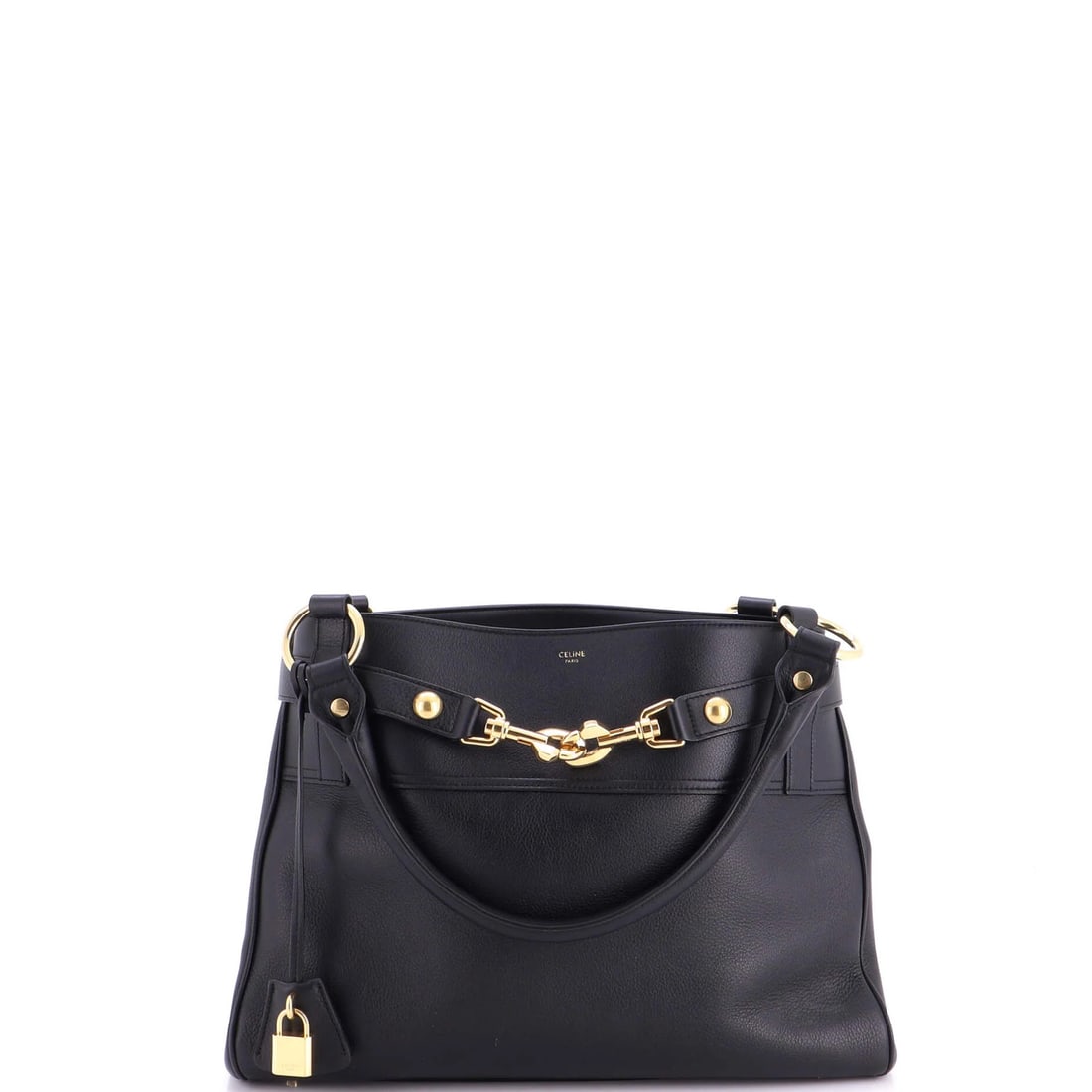 Small Shoulder Bag Leather Celine Annabel: Small Shoulder Bag Leather Celine Annabel Small shoulder bag with a classic design, featuring black leather exterior and gold hardware. The Annabel model boasts a timeless look with minor scuffs and c