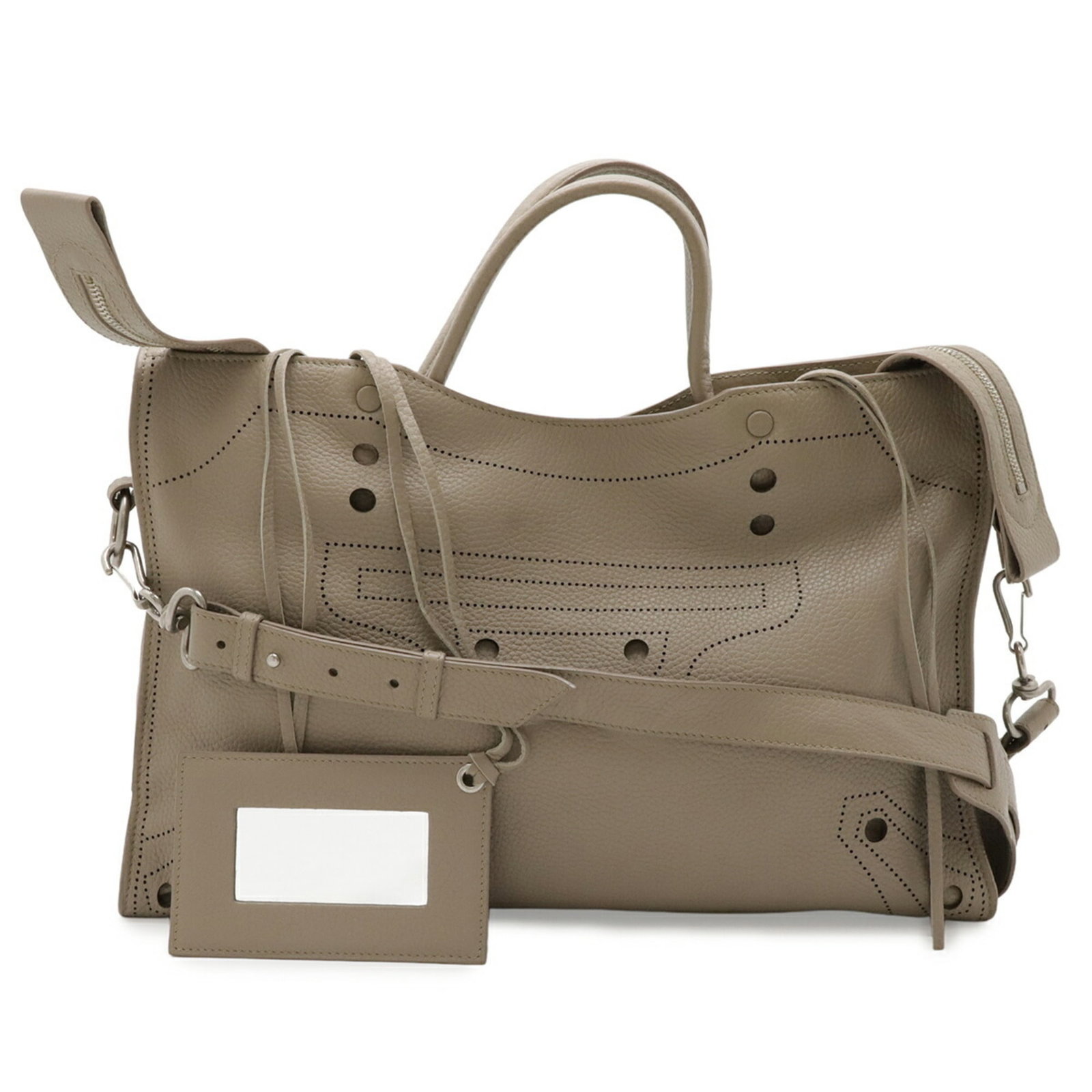 Balenciaga Handbag Shoulder Bag Leather: Balenciaga Handbag Shoulder Bag Leather Balenciaga Country of Origin: Italy. This Balenciaga shoulder bag is made from high-quality leather and features a distinctive grayish color. With its sleek