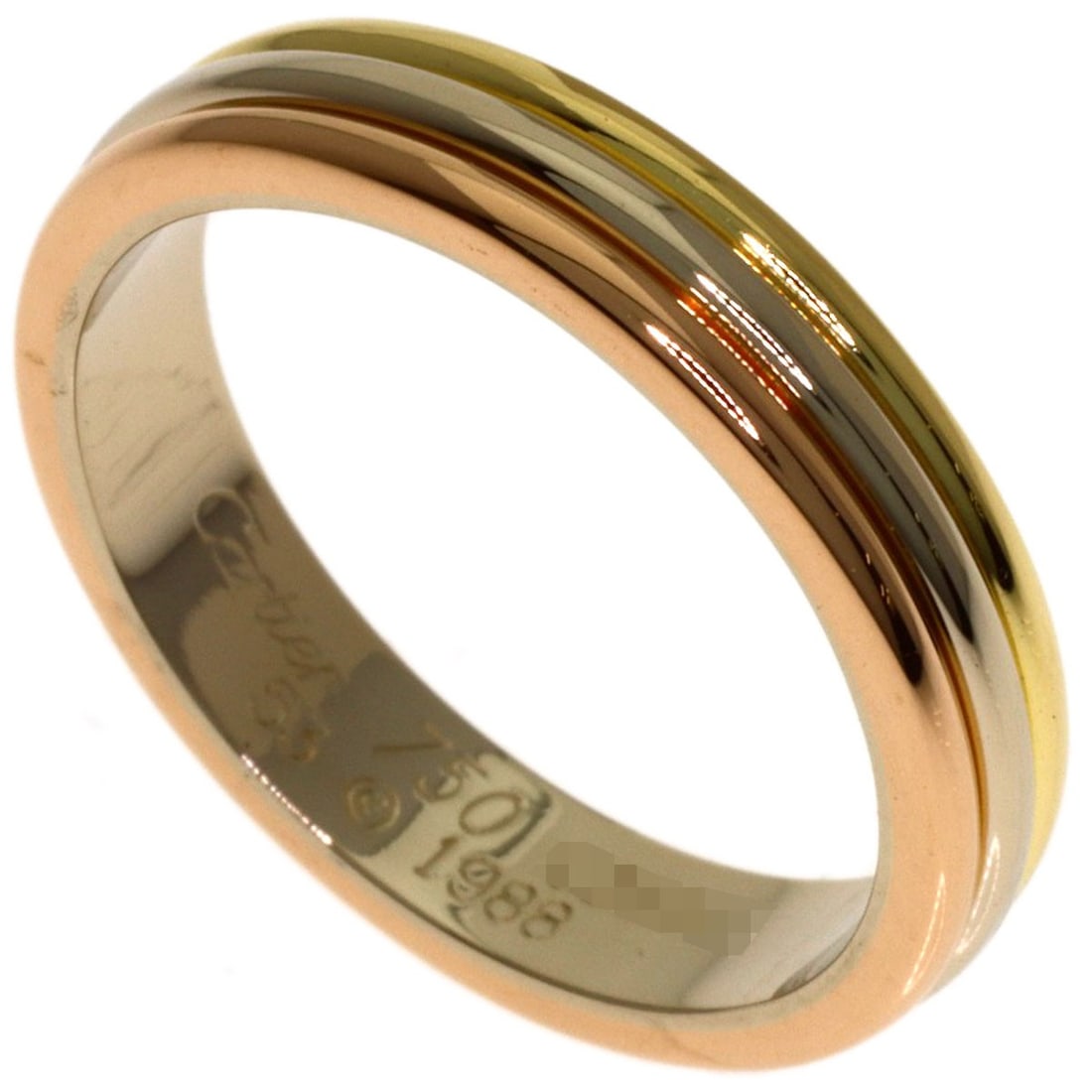 Three Colors Cartier K18 Gold Yellow White Ring #53: Three Colors Cartier K18 Gold Yellow White Ring #53 K18 gold yellow and white ring from the renowned brand CARTIER, crafted with 18k gold metal. This ring features a unique combination of gold tones,