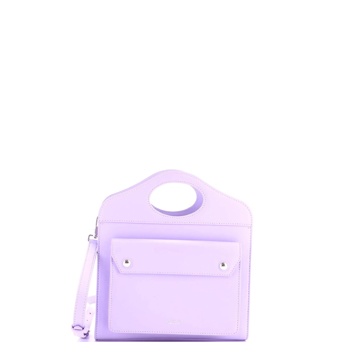 Burberry logo leather mini tote: Burberry logo leather mini tote Purple leather mini tote with iconic Burberry logo, featuring a classic design and signature silver hardware. Minor scuffs and cracks on the exterior, and similar