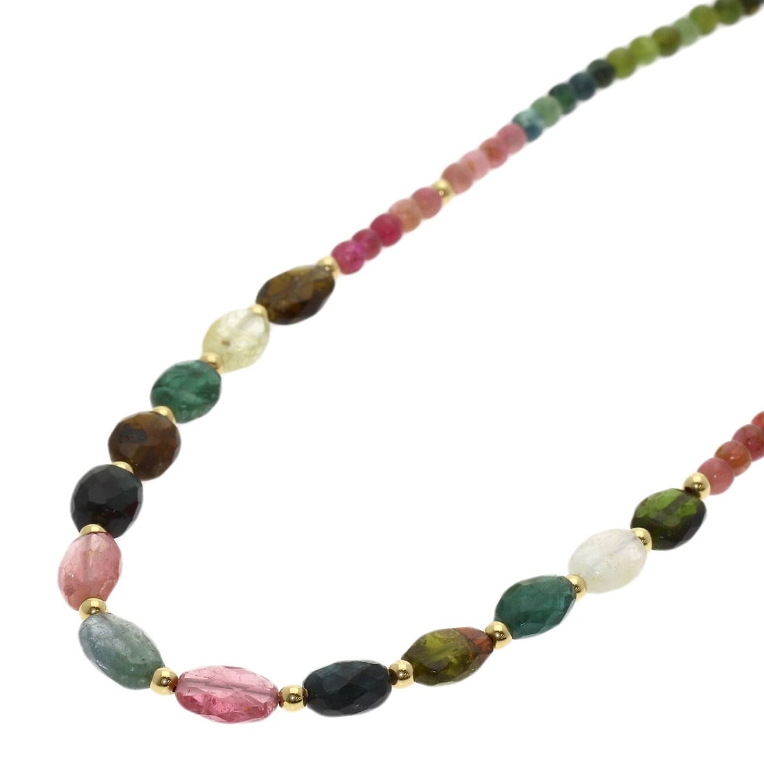 Tourmaline Necklace K18 Yellow Gold K14 Yellow Gold 12.5G: Tourmaline Necklace K18 Yellow Gold K14 Yellow Gold 12.5G K18 Yellow Gold and K14 Yellow Gold Combine for a Unique Multicolor Effect in This Tourmaline Necklace. The Necklace Features a 12.5G