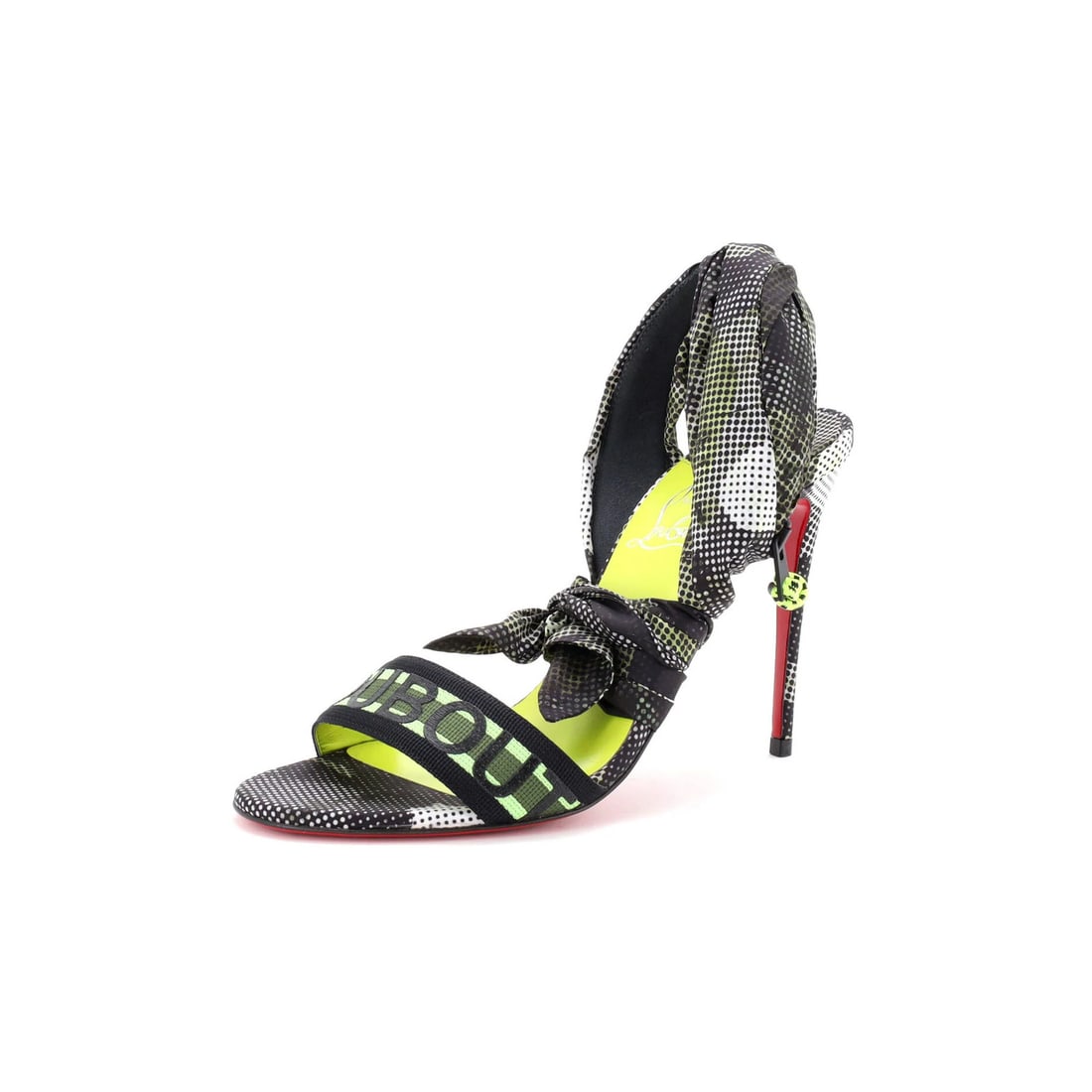 Women's Wind Around Christian Louboutin Desert Sandals Heeled Ankle Wrap: Women's Wind Around Christian Louboutin Desert Sandals Heeled Ankle Wrap Christian Louboutin's Wind Around Du Desert Sandals are a stylish choice, featuring a print upper made from fabric and satin, w
