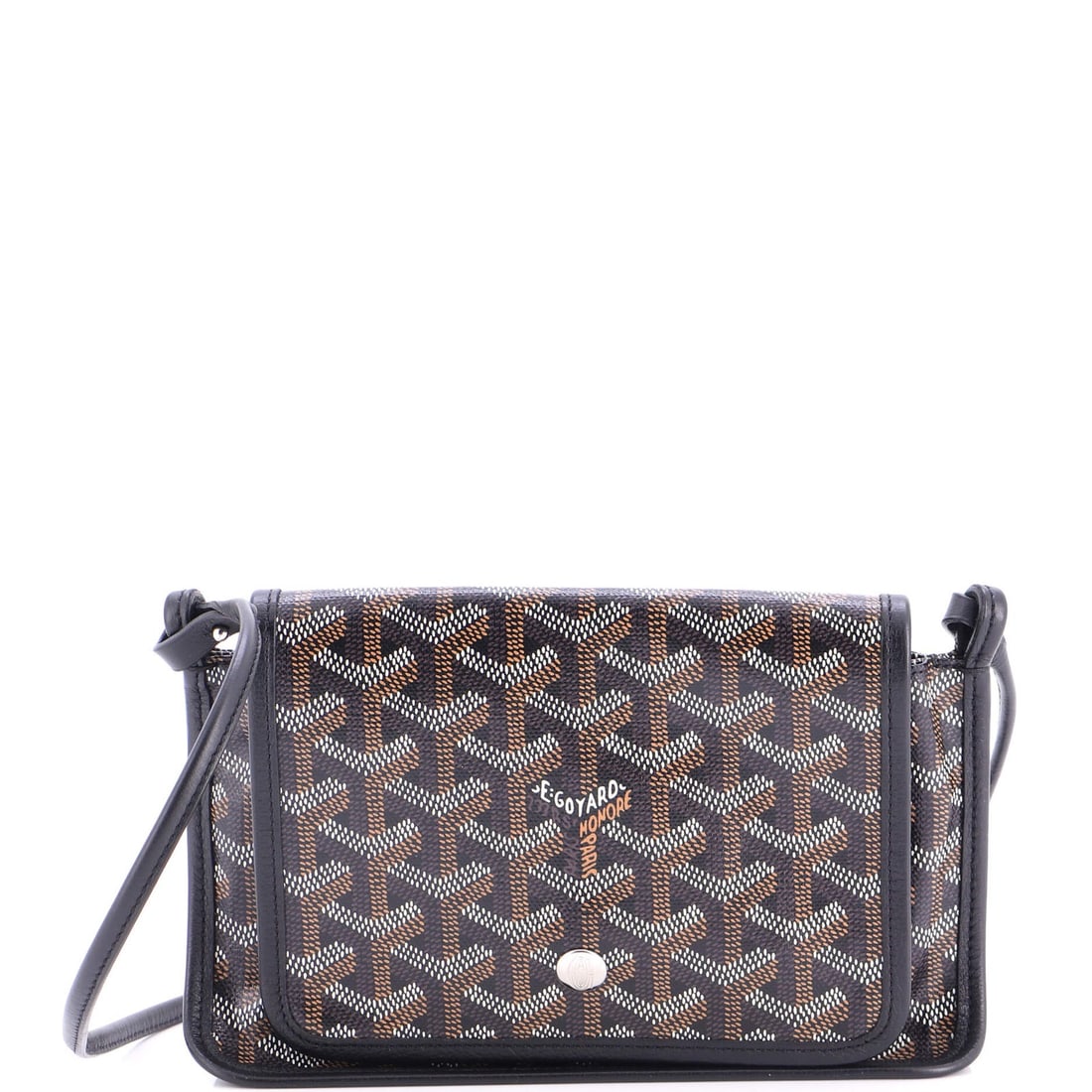 Goyard Canvas Coated Wallet Plumet Clutch: Goyard Canvas Coated Wallet Plumet Clutch Black Goyard Canvas Coated Wallet Plumet Clutch with minor scuffs, minor creases, and minor edge wear, featuring a neutral interior and silver hardware. This