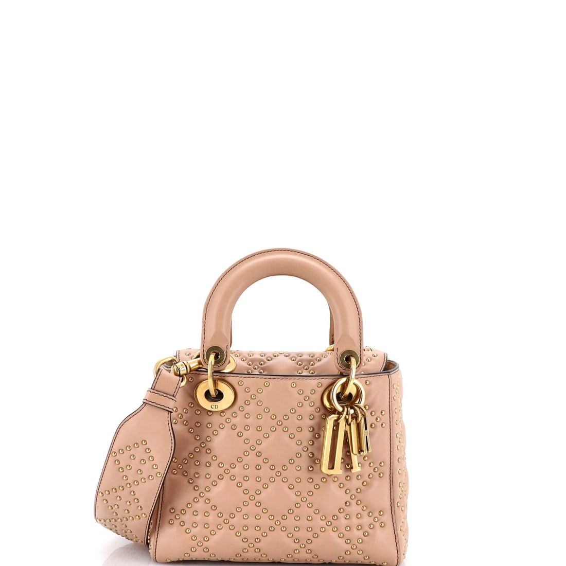 Small Supple Lady Cannage Dior Studded Lambskin Bag Christian: Small Supple Lady Cannage Dior Studded Lambskin Bag Christian Small Supple Lady Cannage Dior Studded Lambskin Bag Christian - Neutral Lambskin Exterior with Suede Interior, Aged Gold Hardware, and