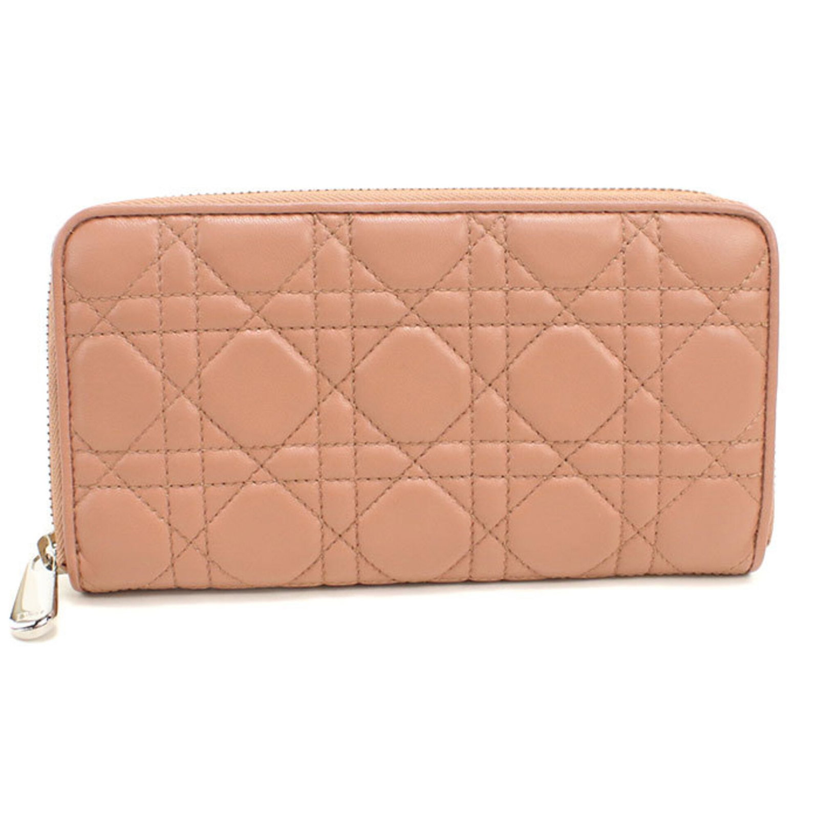 Long Leather Christian Dior Bi Fold Wallet: Long Leather Christian Dior Bi Fold Wallet The Long Leather Christian Dior Bi Fold Wallet is a stylish and elegant accessory, made from high-quality lambskin leather in a beautiful pink hue. Measuring