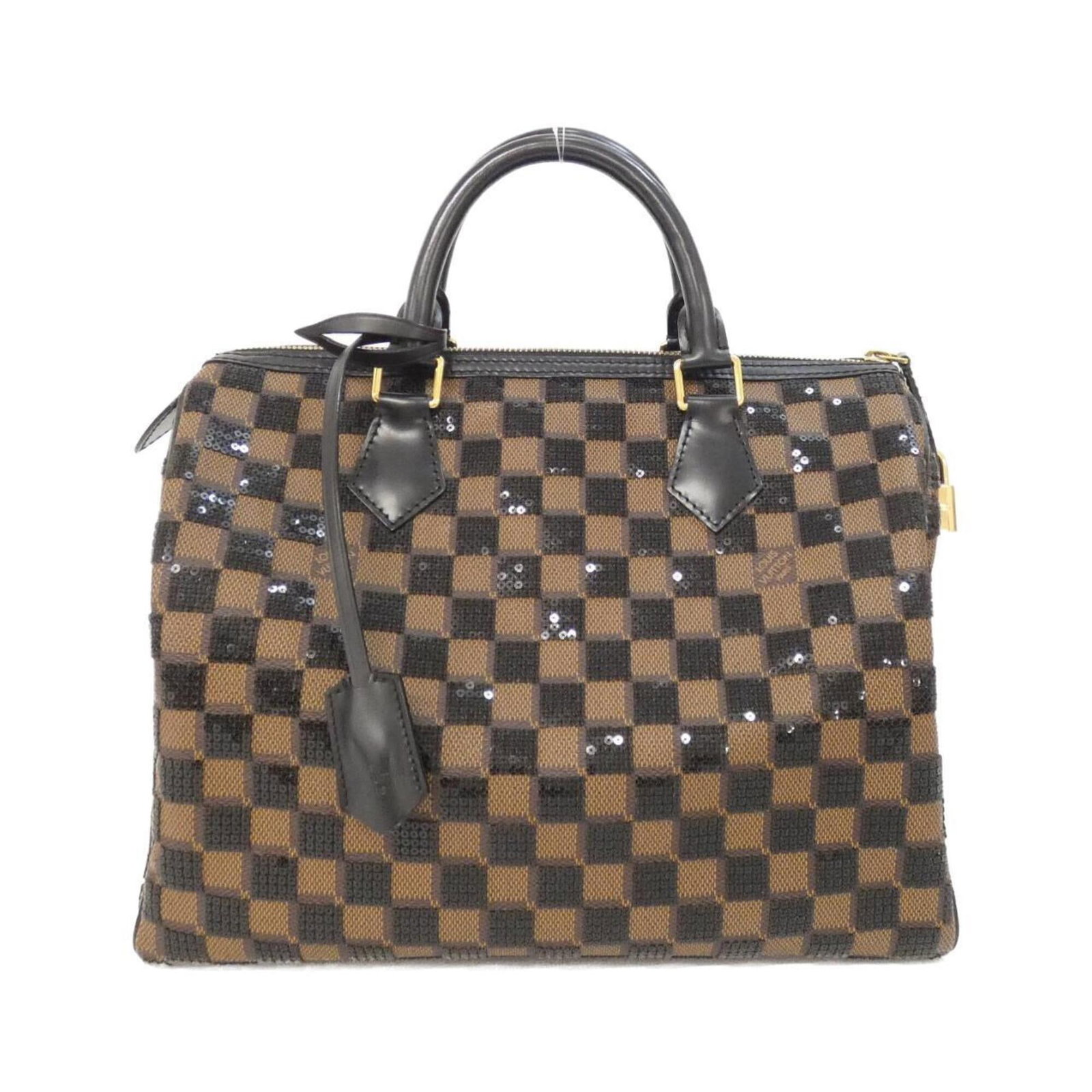 Boston Bag Coated Canvas Louis Vuitton: Boston Bag Coated Canvas Louis Vuitton Coated canvas and spangles give this Louis Vuitton Boston bag a unique, eye-catching look. Made from high-quality materials, the bag's gold hardware adds a