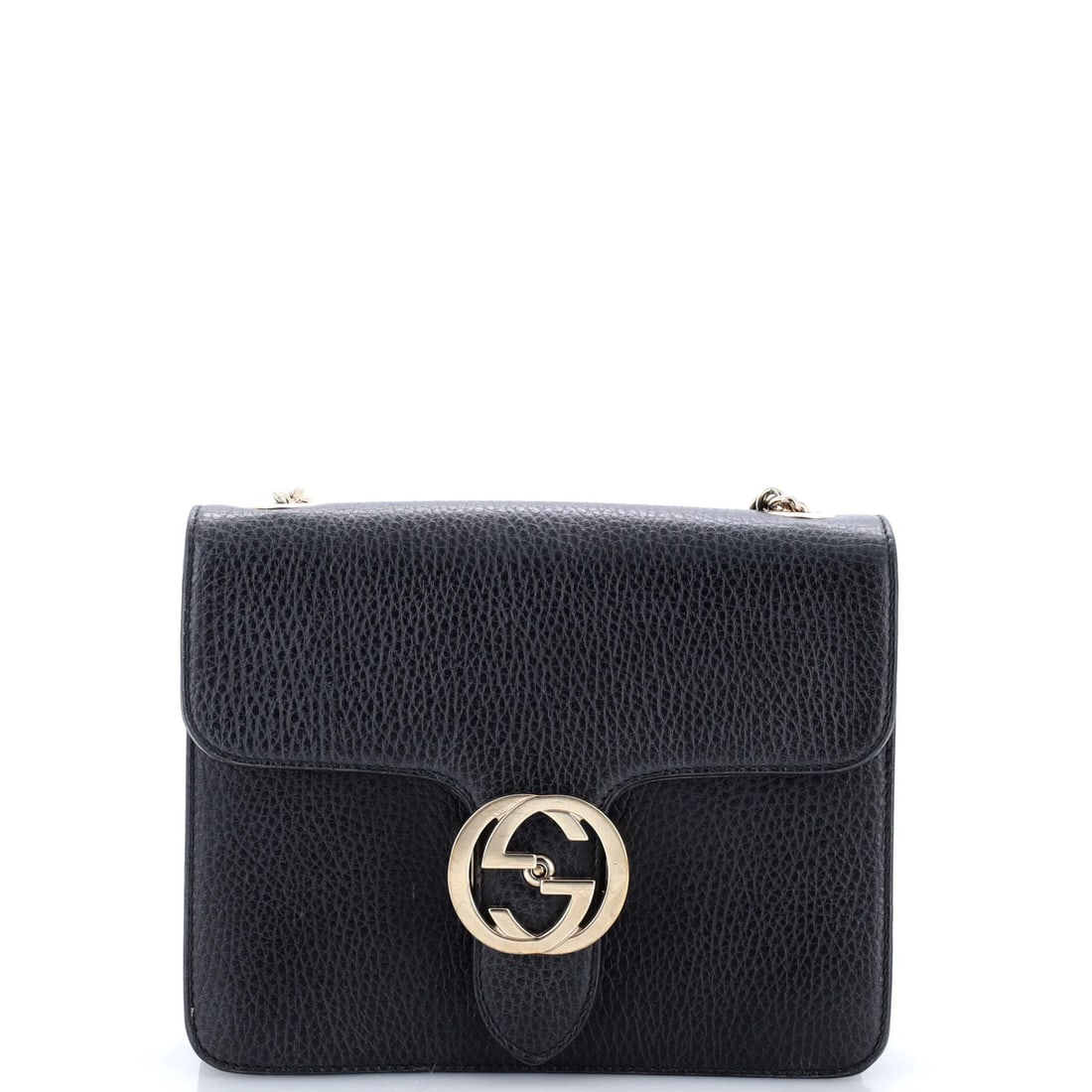 Shoulder Bag Leather Small Interlocking Gucci: Shoulder Bag Leather Small Interlocking Gucci Small Interlocking Gucci Leather Shoulder Bag in Black. This Gucci shoulder bag features interlocking Gucci leather, gold-tone hardware, and a neutral
