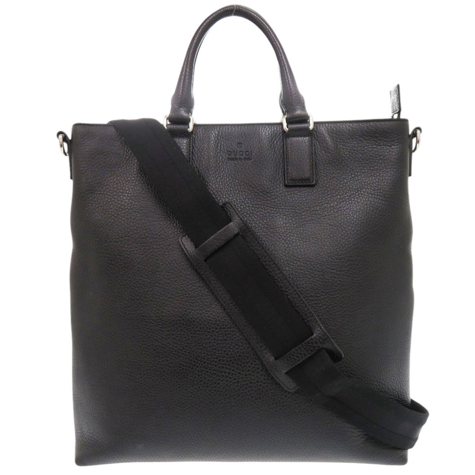 Handbag Leather Gucci: Handbag Leather Gucci Black leather Gucci handbag with dimensions 34cm x 31.5cm x 11cm. Made from high-quality leather, this stylish bag features a classic design that exudes luxury and