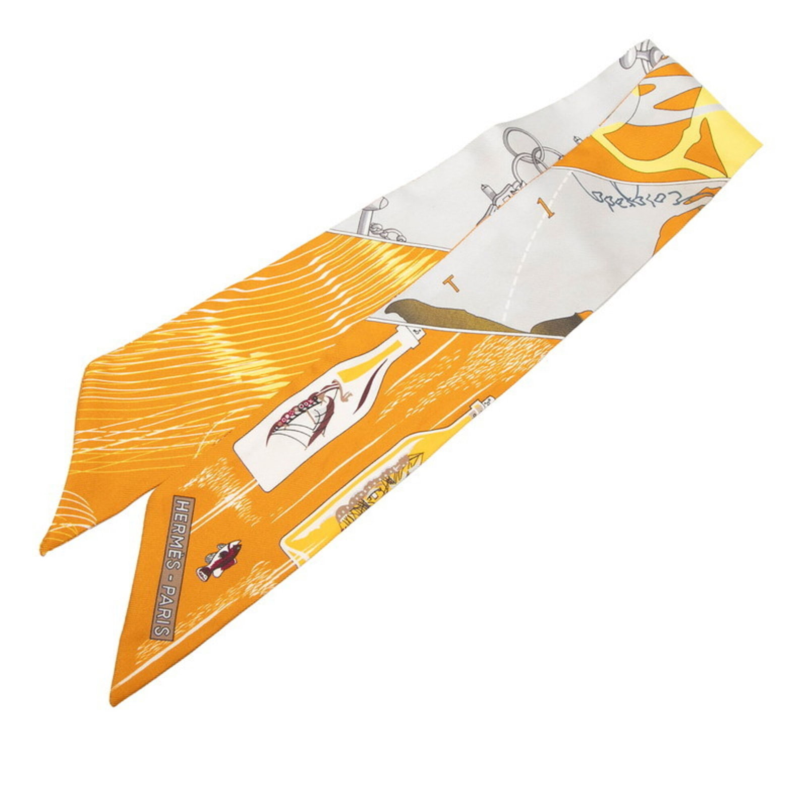 Silk Hermes Scarf: Silk Hermes Scarf Silk from high-quality materials, this 85cm x 5cm scarf is a compact and elegant accessory. Made from luxurious silk, its subtle brown and gray color adds a touch of sophistication