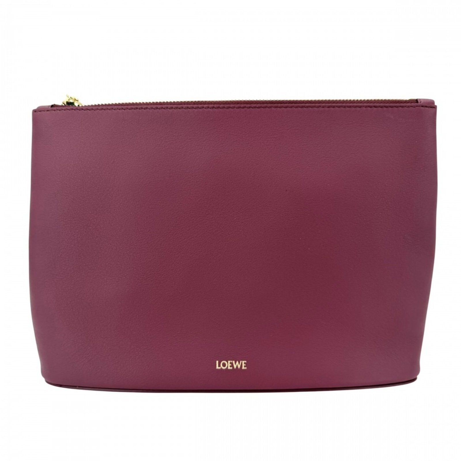 Clutch Bag Leather Pouch Loewe: Clutch Bag Leather Pouch Loewe Bordeaux leather clutch bag from Loewe, featuring a classic design with a 19cm x 28cm x 5cm size. This stylish pouch is made from high-quality leather and boasts a