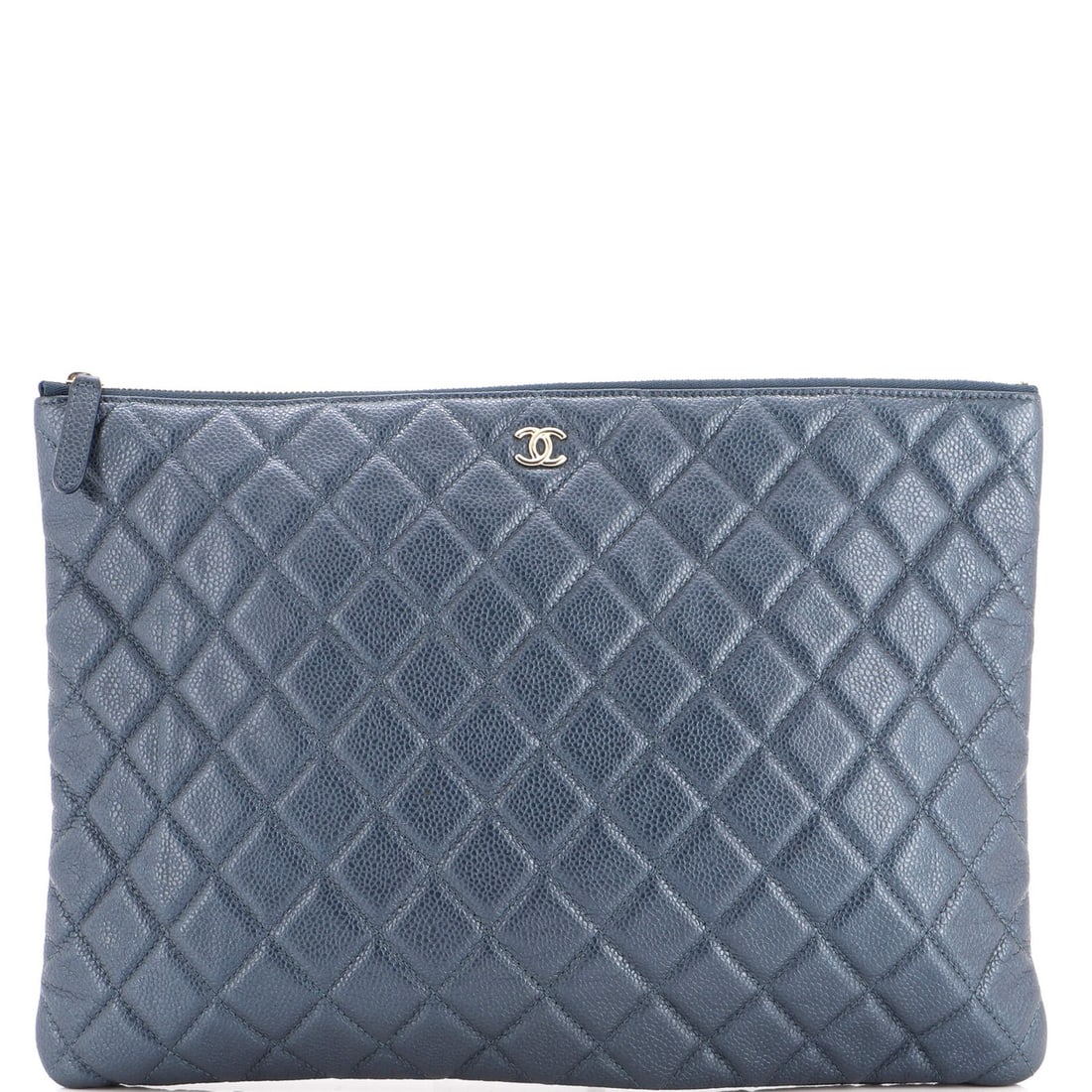 Iridescent Caviar Quilted Clutch Large Chanel Case: Iridescent Caviar Quilted Clutch Large Chanel Case Blue Iridescent Caviar Quilted Large Chanel Clutch with Gold Tone Hardware. This exquisite quilted clutch boasts a stunning blue exterior with