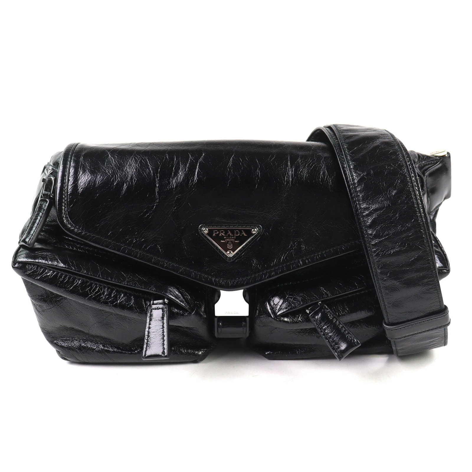 Shoulder Bag Sling Prada Leather: Shoulder Bag Sling Prada Leather The Prada Country leather shoulder bag sling boasts sleek, sophisticated design with a timeless black leather finish. Its compact size and adjustable strap make it a v