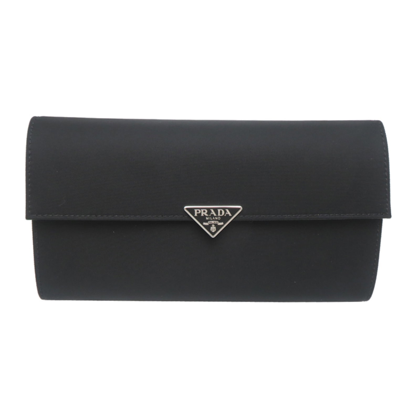 Prada Long Wallet (Bi-Fold) Nylon: Prada Long Wallet (Bi-Fold) Nylon Prada Long Wallet (Bi-Fold) Nylon is made from high-quality nylon material and features a sleek black design. This bi-fold wallet measures 10cm x 19cm x 2cm and is a 