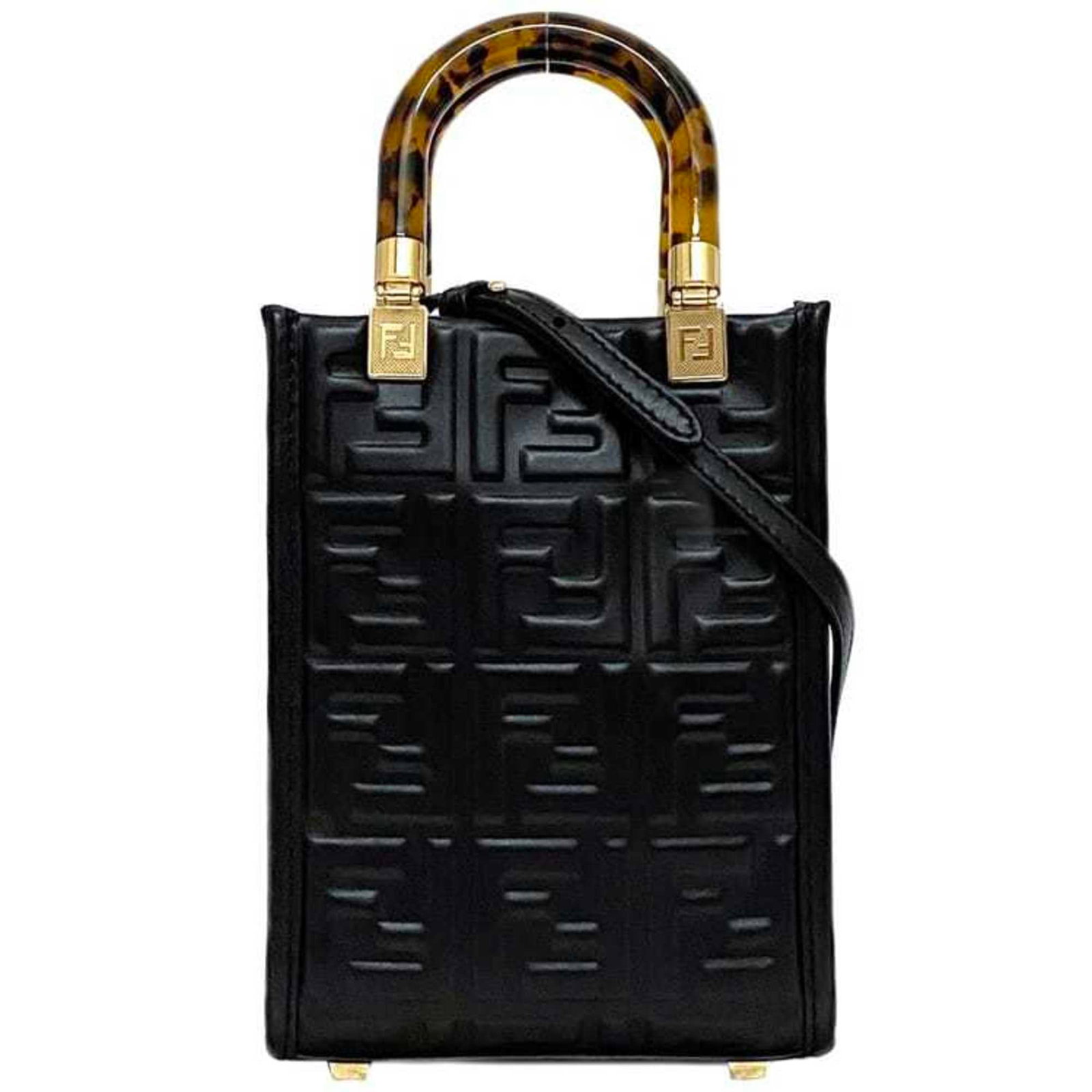Handbag Leather Fendi: Handbag Leather Fendi Black Fendi leather handbag with a sleek 17.5cm x 13cm x 6cm size, accompanied by a dust bag for protection. This stylish accessory is made from high-quality leather and
