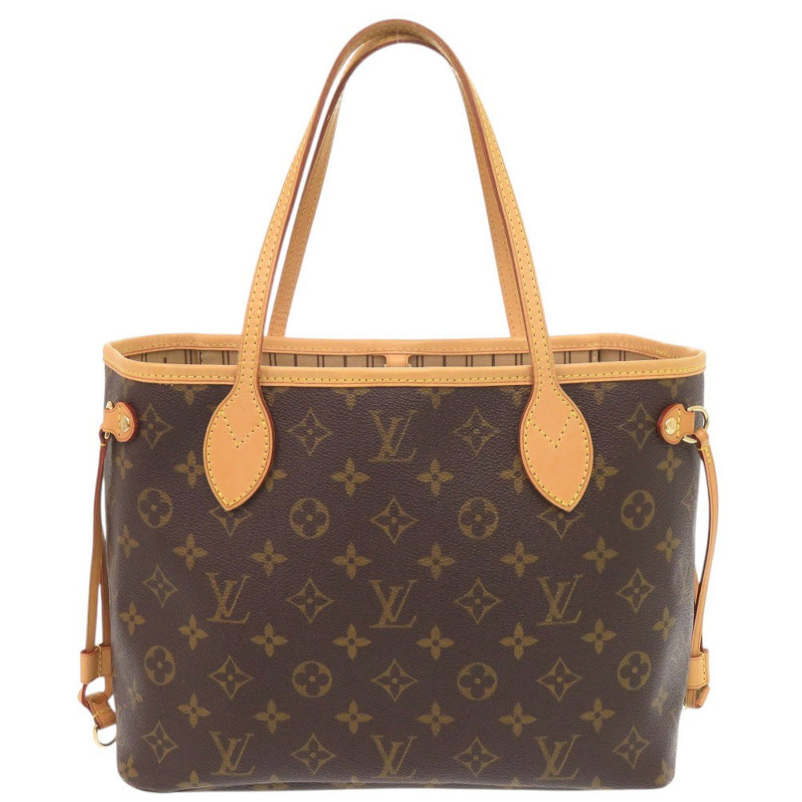 Louis Vuitton Monogram Tote: Louis Vuitton Monogram Tote Monogrammed with iconic Louis Vuitton design, this beige Monogram tote bag boasts a timeless French elegance. Measuring 22cm x 28cm x 13cm, it offers a spacious and stylish