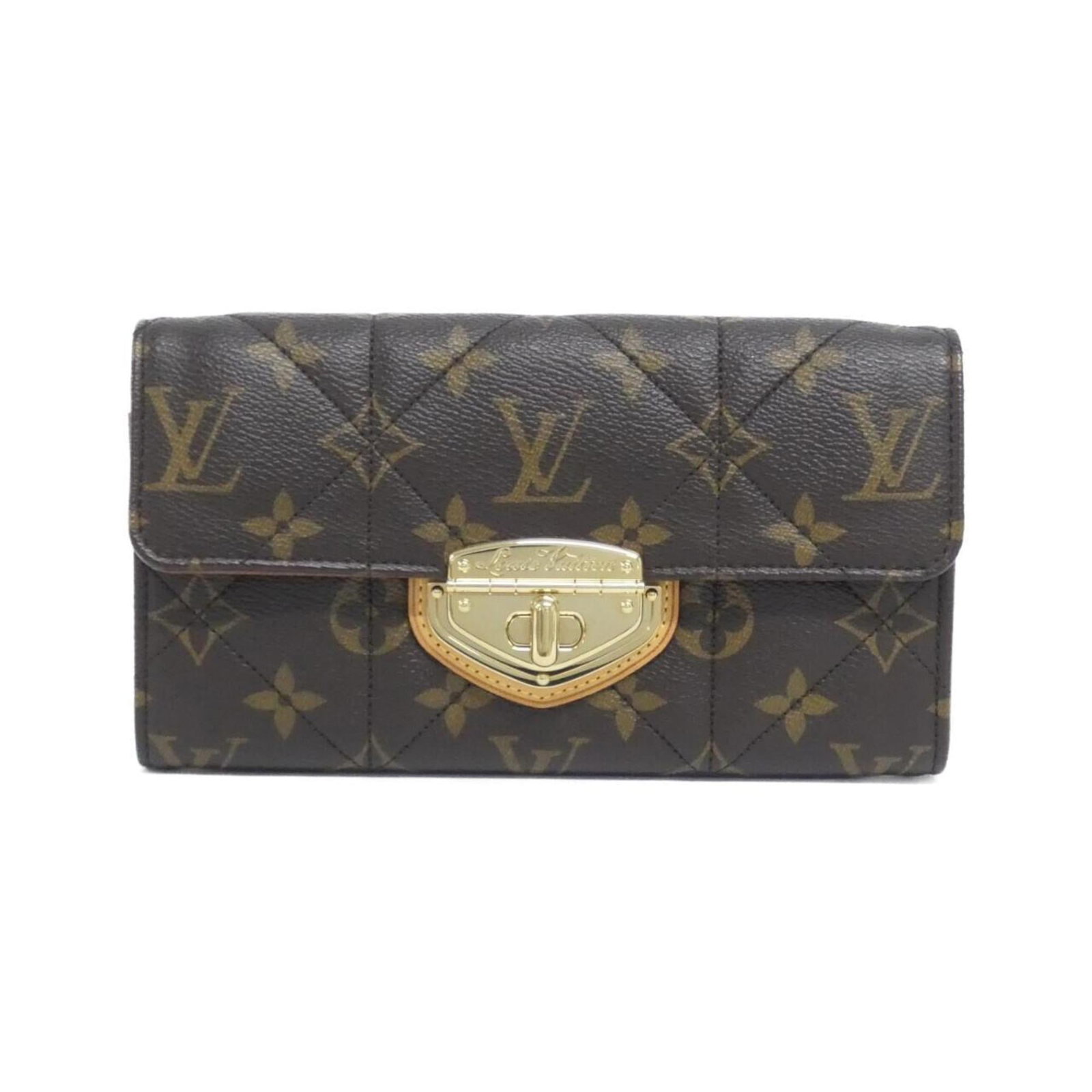 Canvas Long Wallet Coated Louis Vuitton Bi Fold: Canvas Long Wallet Coated Louis Vuitton Bi Fold Coated canvas construction provides a durable and stylish finish for this bi-fold wallet, featuring a classic Louis Vuitton design. The brown color and