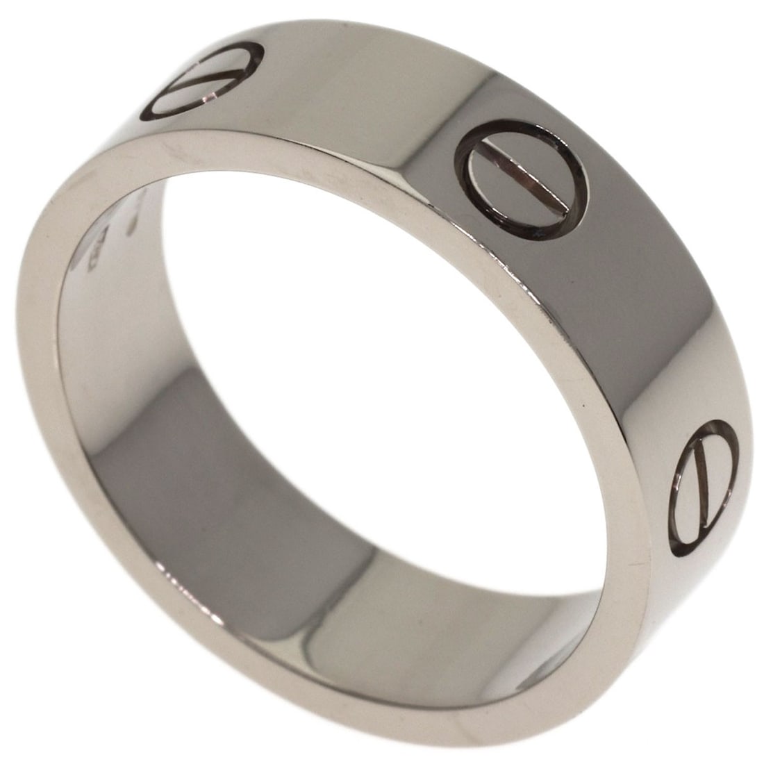 Cartier Love Ring #58 Ring K18 White Gold: Cartier Love Ring #58 Ring K18 White Gold Cartier Love Ring #58 is a sleek K18 White Gold ring featuring a silver metal exterior. This elegant piece boasts a signature, but its authenticity cannot be