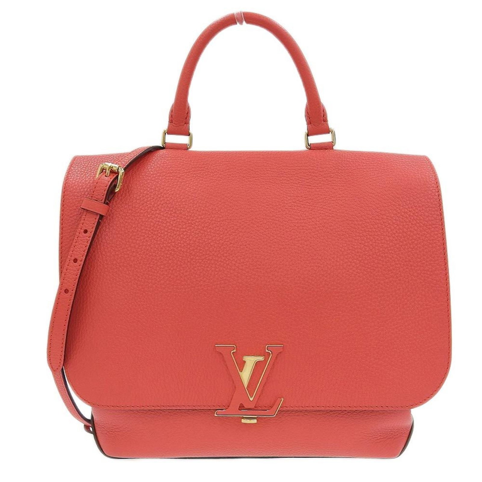 Handbag Leather Louis Vuitton: Handbag Leather Louis Vuitton Pink Taurillon Leather Louis Vuitton Handbag with Flap Closure. This stylish handbag features a classic design with a 30cm handle and 110.5cm shoulder strap, measuring