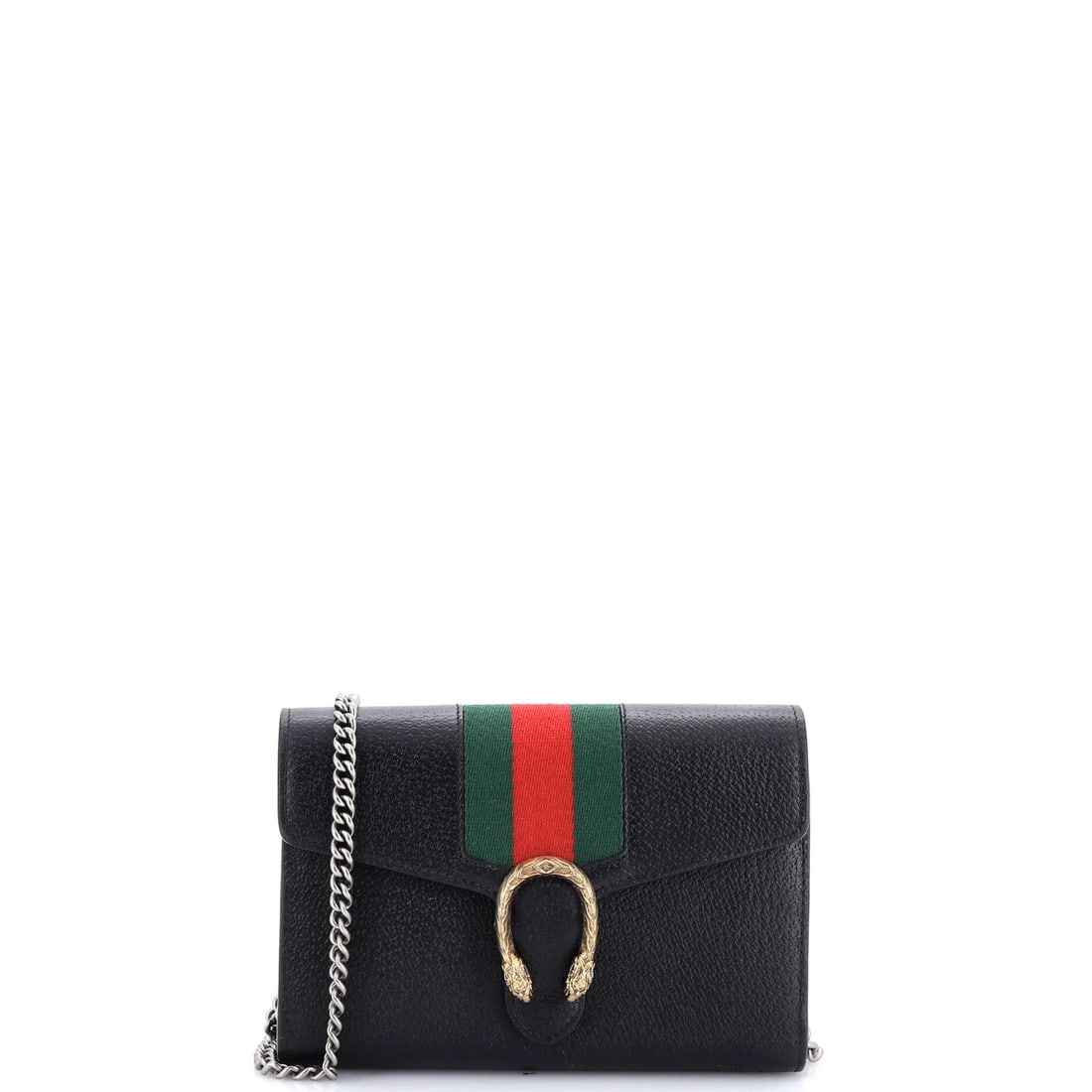 Small Leather Wallet Chain Gucci Dionysus Web: Small Leather Wallet Chain Gucci Dionysus Web Small Leather Wallet Chain Gucci Dionysus Web is a stylish accessory featuring a black leather exterior with a silver-toned chain and fabric interior.