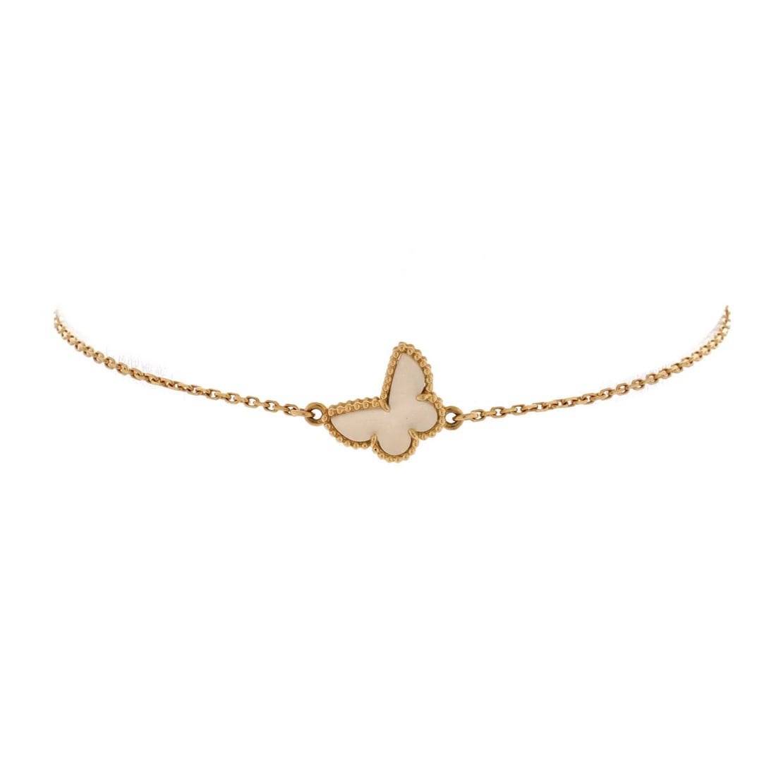 Van Cleef & Arpels Sweet Alhambra Butterfly Bracelet 18K Yellow Gold and Mother: Van Cleef & Arpels Sweet Alhambra Butterfly Bracelet 18K Yellow Gold and Mother 18K Yellow Gold and Mother of Pearl details shine in this Sweet Alhambra Butterfly Bracelet, a delicate and elegant desi