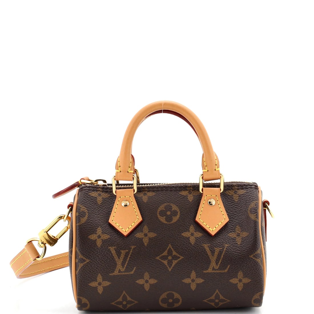 Speedy Bandouliere Louis Vuitton Monogram Nano Canvas NM Bag: Speedy Bandouliere Louis Vuitton Monogram Nano Canvas NM Bag The Speedy Bandouliere Louis Vuitton Monogram Nano Canvas NM Bag is a compact and stylish cross-body bag with a classic Louis Vuitton desig