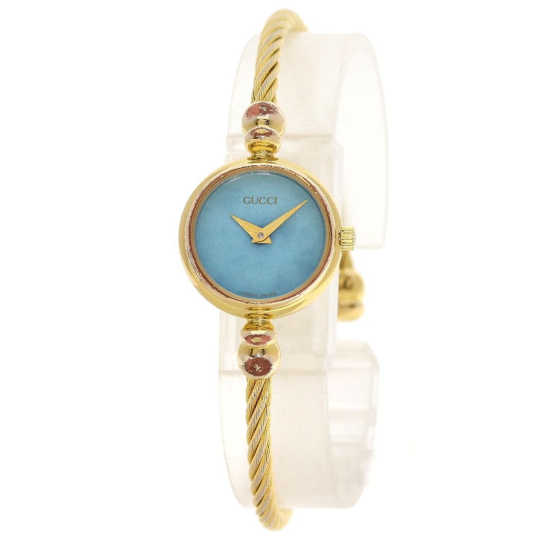 Gucci Round Face Turquoise Watches 2700.2.L Gold Plated/ Gold Plated: Gucci Round Face Turquoise Watches 2700.2.L Gold Plated/ Gold Plated Gold Plated Turquoise Watch from Gucci, featuring an analog display and 20mm case size, with a 5.7mm thickness and turquoise dial. 