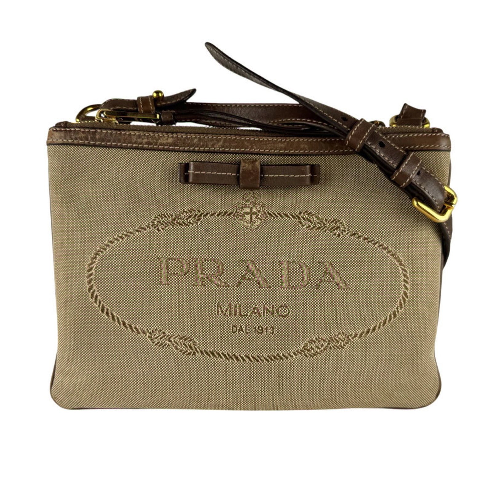 Canvas Leather Prada Bag Shoulder: Canvas Leather Prada Bag Shoulder Canvas Leather Prada Bag Shoulder - A stylish and versatile shoulder bag made from canvas and leather, featuring a signature brown color and compact dimensions. Measu